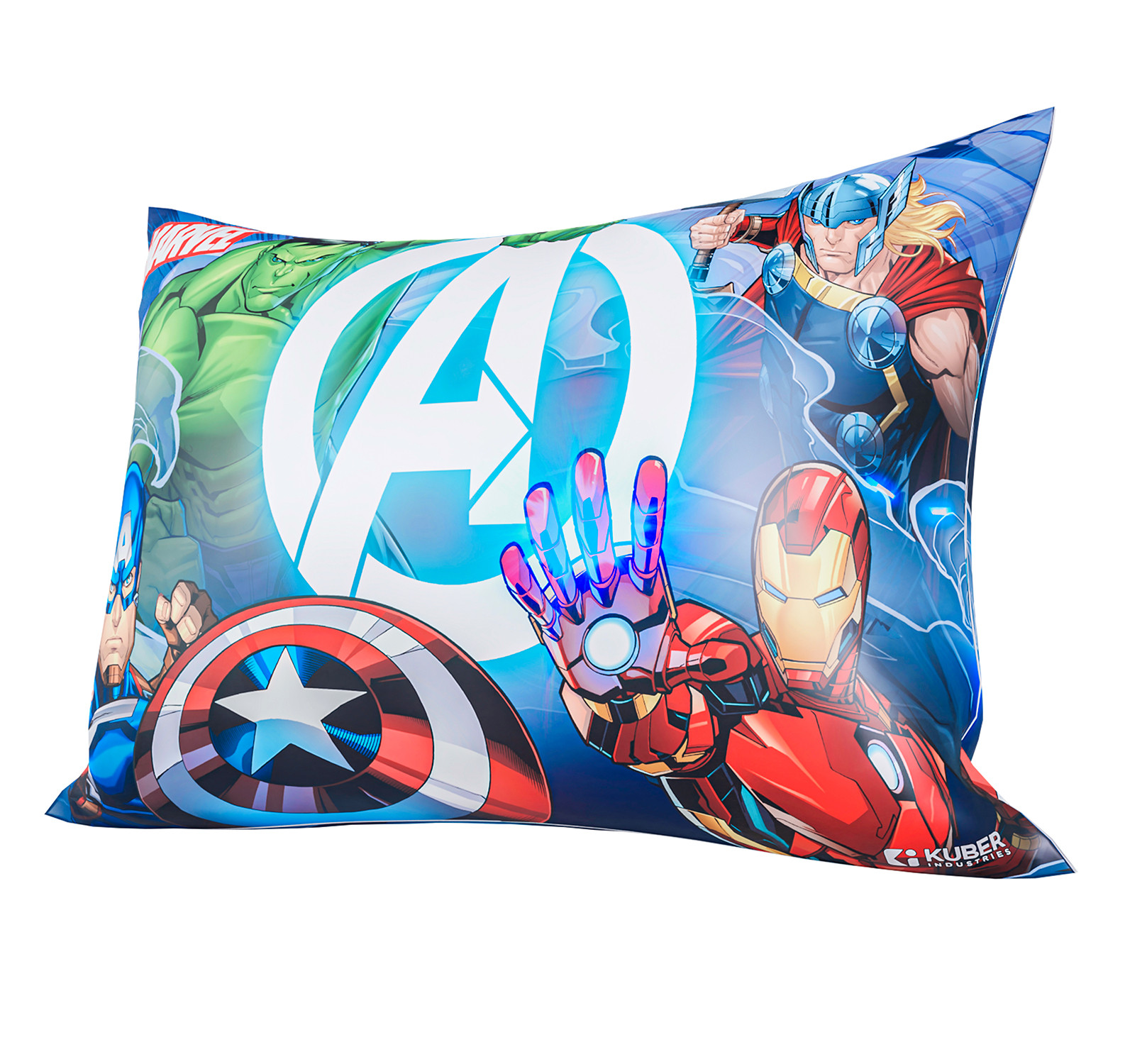 Kuber Industries Marvel Avengers Print Baby Pillow|Polyester Super soft Kids Pillow for Sleeping & Travel,12 x 18 Inch,(Sky Blue)