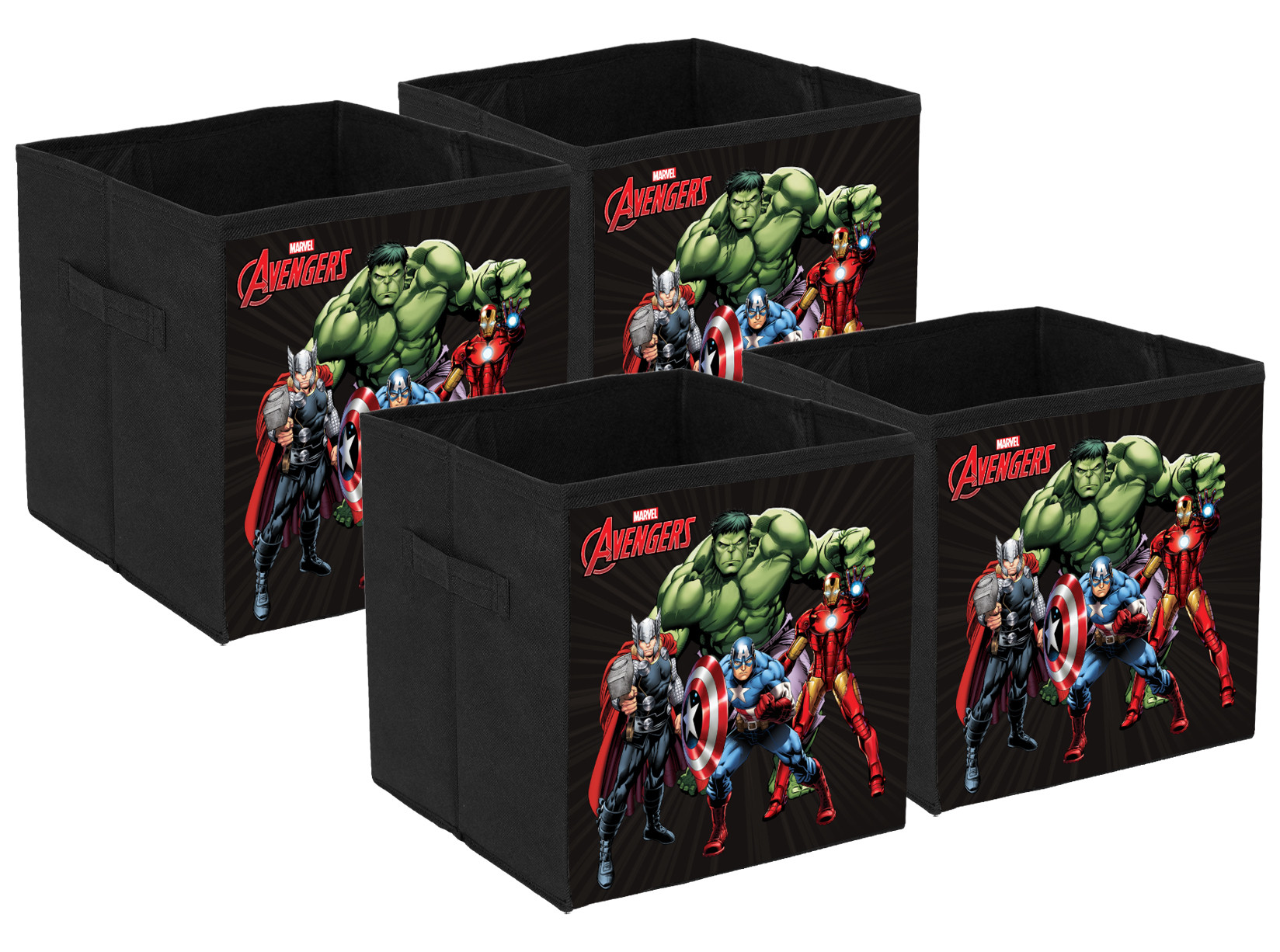 Kuber Industries Marvel Avengers Print Durable & Collapsible Square Storage Box|Clothes Organizer With Handle, (Black)