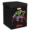 Kuber Industries Marvel Avengers Print Foldable Laundry Basket|Clothes Storage Basket With Handle &amp; Lid,60 Ltr.(Black)