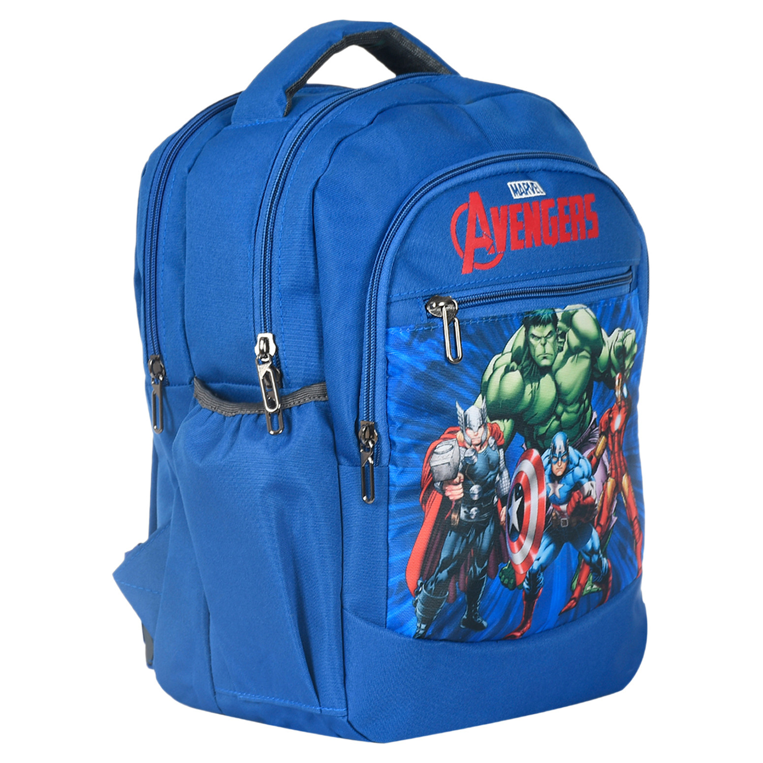 Kuber Industries Marvel Avengers School Bag for Kids|Stylish Backpacks for Kids|Rexine Waterproof Shoulder Straps Bag (Blue)