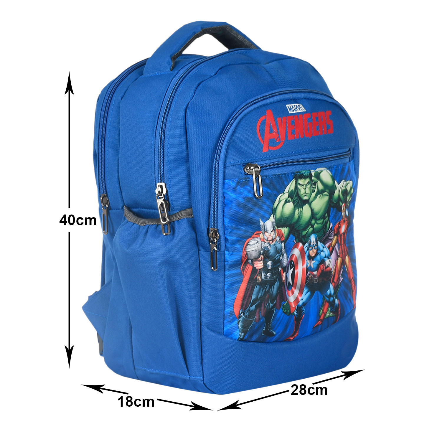 Kuber Industries Marvel Avengers School Bag for Kids|Stylish Backpacks for Kids|Rexine Waterproof Shoulder Straps Bag (Blue)