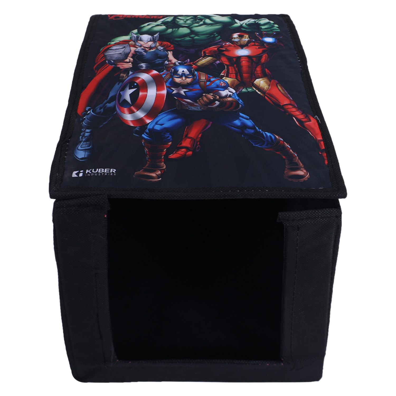 Kuber Industries Marvel Avengers Shirt Stacker|Wardrobe Organizer For Clothes|Non-Woven Wardrobe Organizer for Home With Lid (Black)