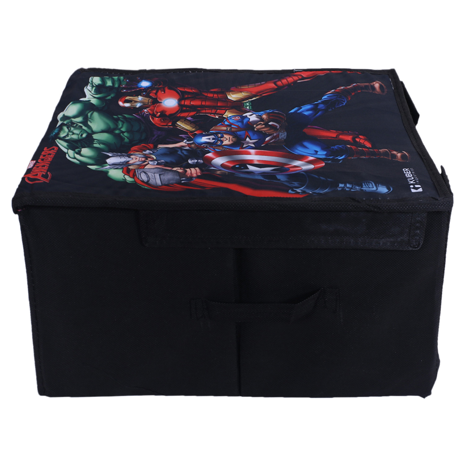 Kuber Industries Marvel Avengers Shirt Stacker|Wardrobe Organizer For Clothes|Non-Woven Wardrobe Organizer for Home With Lid (Black)