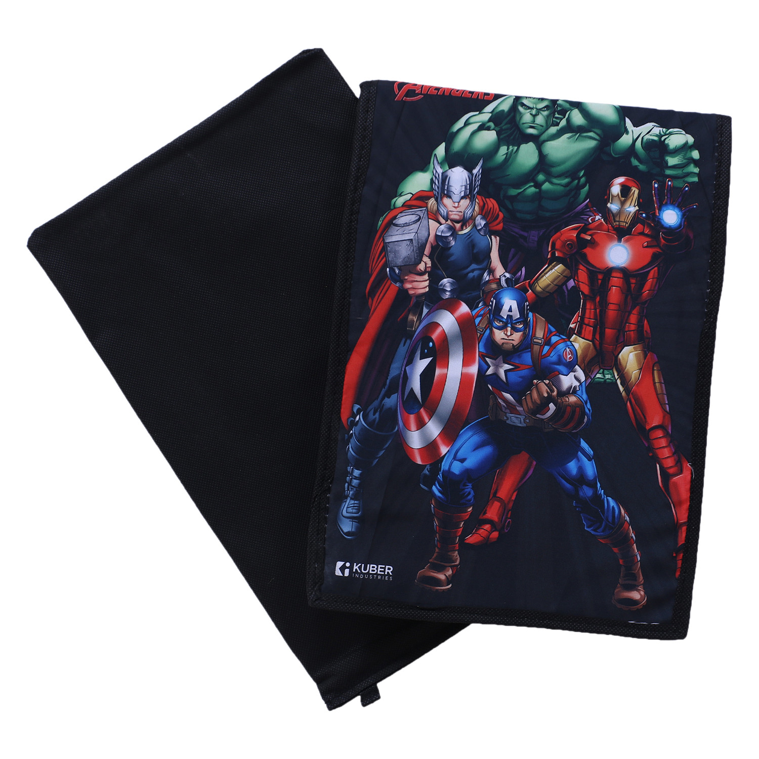 Kuber Industries Marvel Avengers Shirt Stacker|Wardrobe Organizer For Clothes|Non-Woven Wardrobe Organizer for Home With Lid (Black)