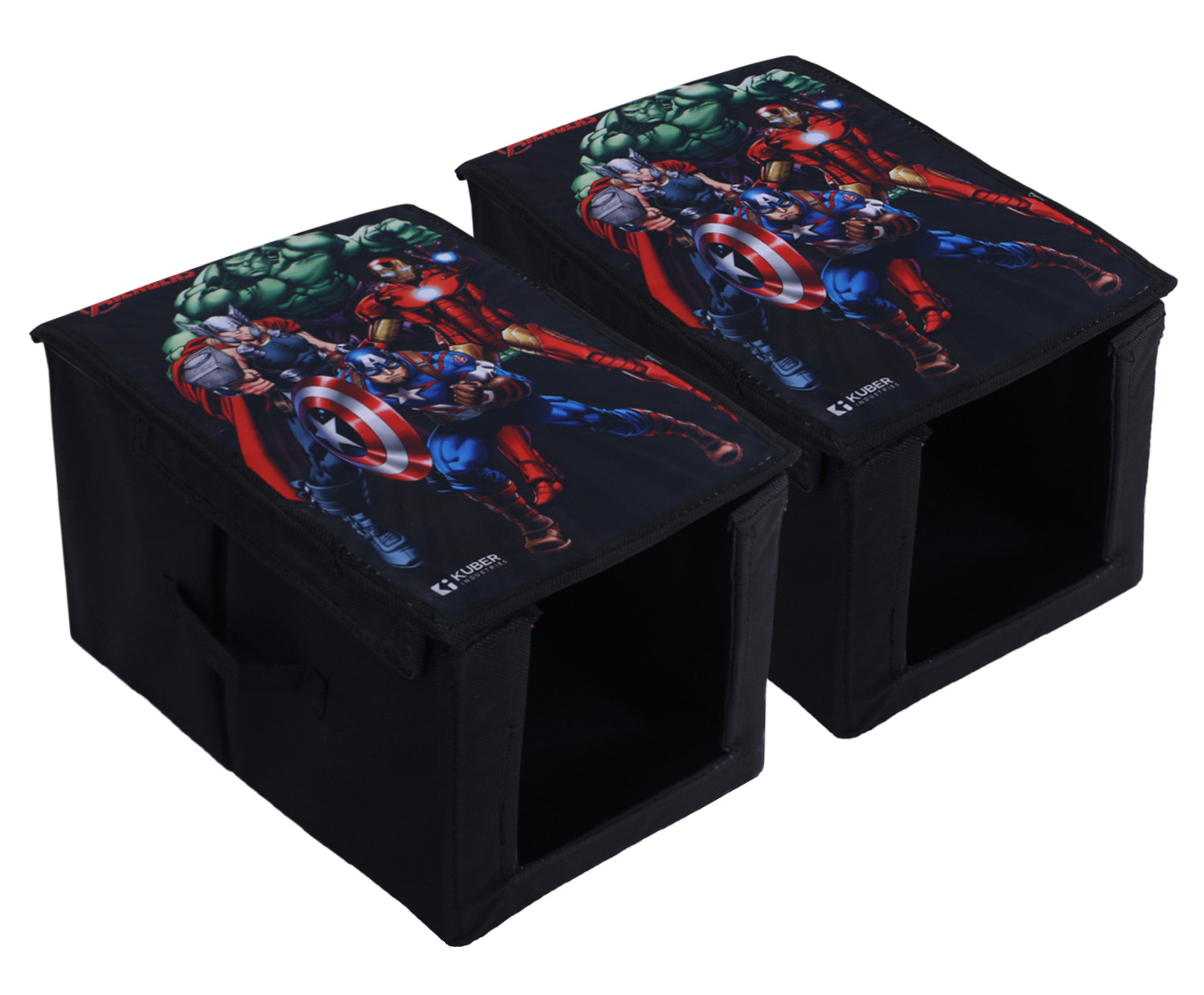 Kuber Industries Marvel Avengers Shirt Stacker|Wardrobe Organizer For Clothes|Non-Woven Wardrobe Organizer for Home With Lid (Black)
