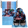 Marvel Avengers Shoe Cover | Travel Shoe Storage Bags | Polyester Storage Bag | Drawstring Shoe Cover | Shoe Organizer with Clear window | Pack of 6 | Sky Blue