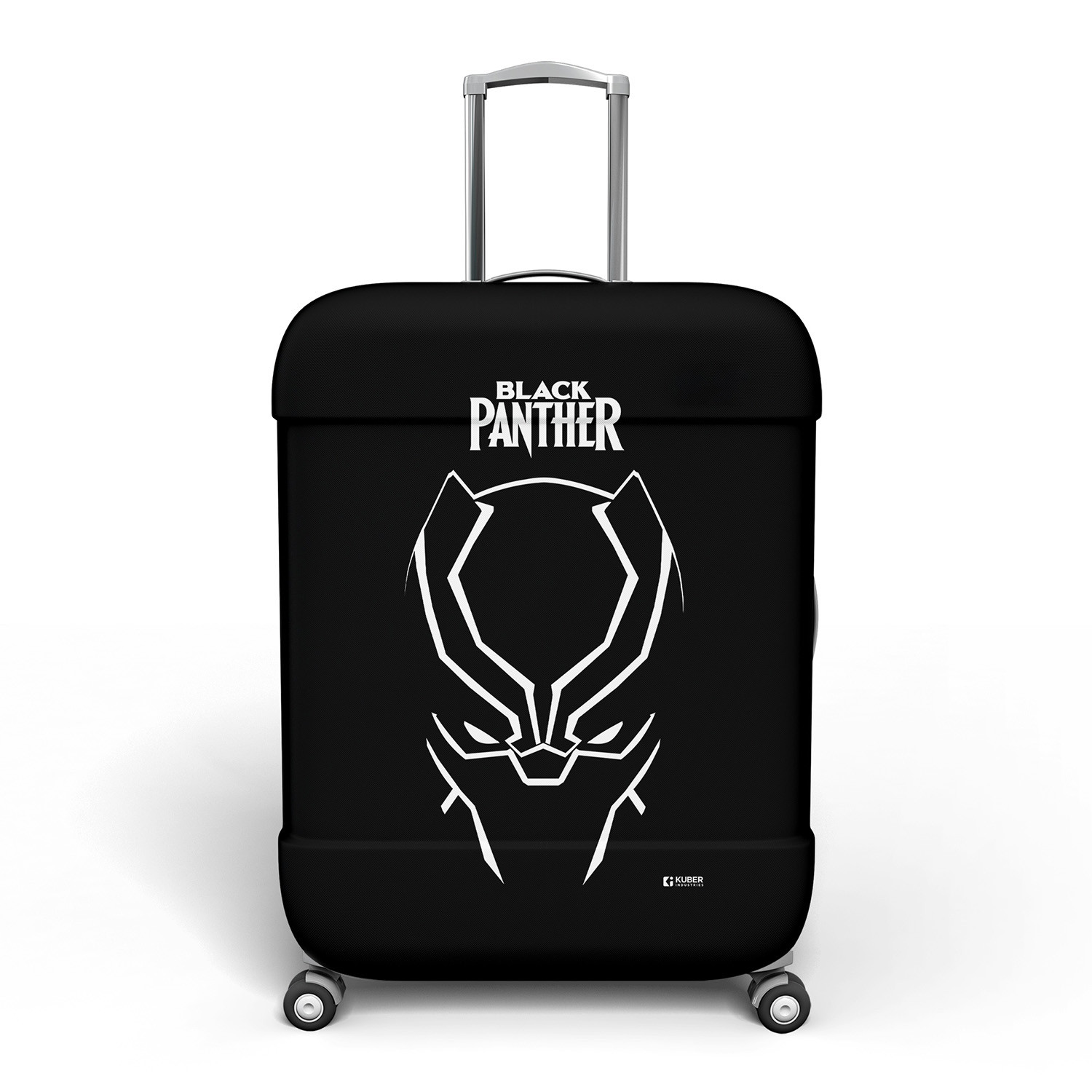 Kuber Industries Marvel Black Panther Luggage Cover|Polyester Travel Suitcase Cover|Washable|Stretchable Suitcase Protector|18-22 Inch|Small (Black)