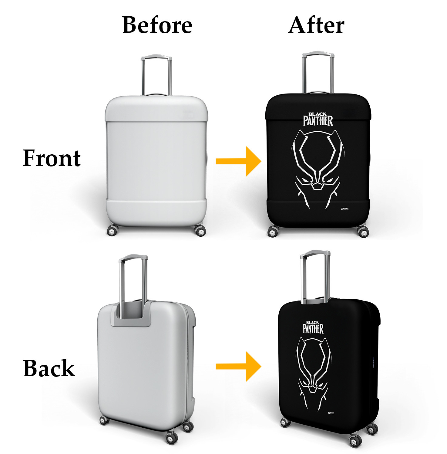 Kuber Industries Marvel Black Panther Luggage Cover|Polyester Travel Suitcase Cover|Washable|Stretchable Suitcase Protector|26-30 Inch|Large (Black)