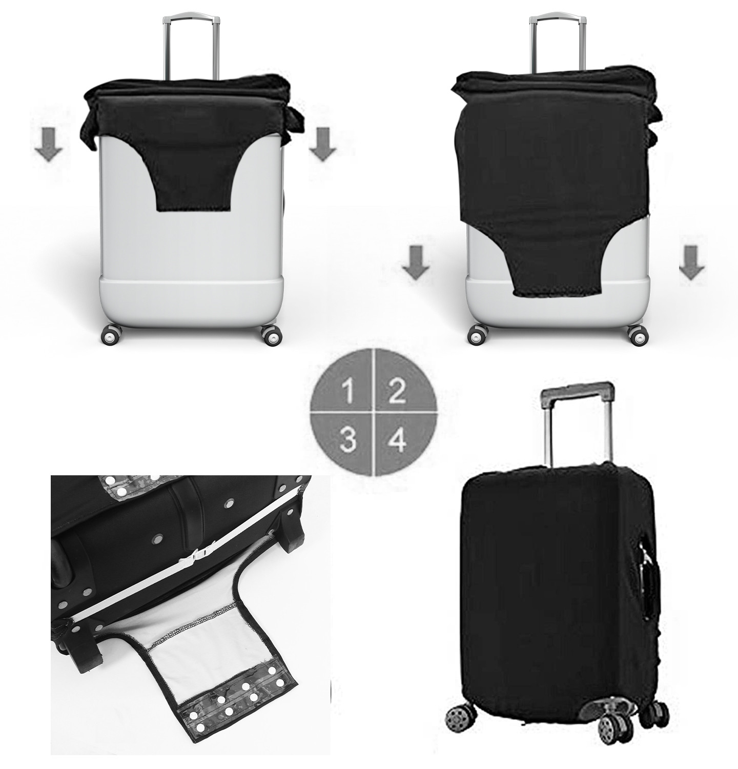 Kuber Industries Marvel Black Panther Luggage Cover|Polyester Travel Suitcase Cover|Washable|Stretchable Suitcase Cover|18-22 Inch-Small|22-26 Inch-Medium|Pack of 2 (Black)