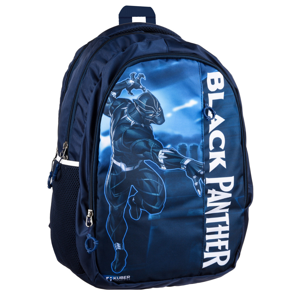 Kuber Industries Marvel Black Panther School Bags | Kids School Bags | Collage Bookbag | Travel Backpack | School Bag for Girls &amp; Boys | School Bag with 5 Compartments | Include Bag Cover | Blue