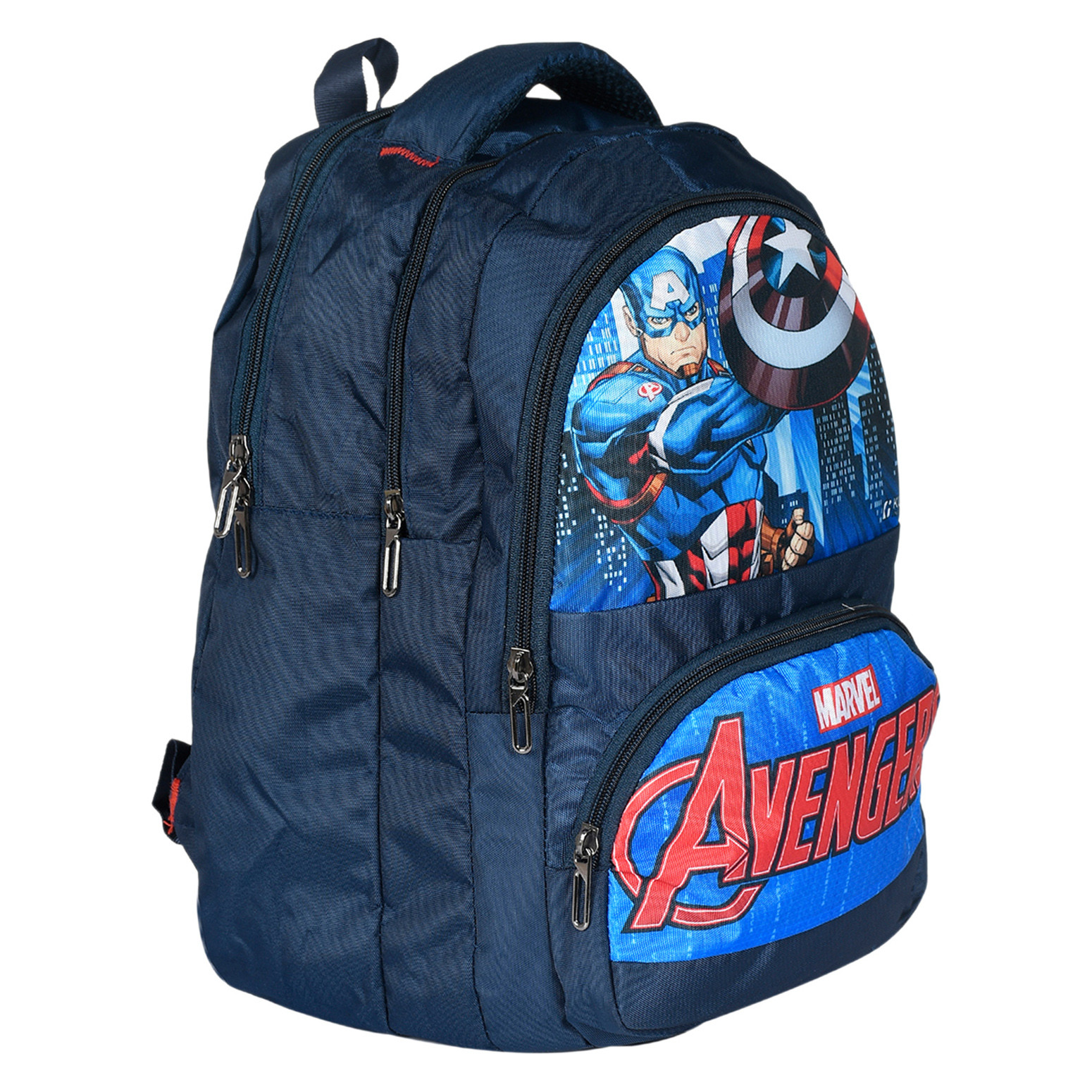 Kuber Industries Marvel Captain America Print School Bag for Kids|Stylish Backpacks for Kids|Rexine Waterproof Shoulder Straps Bag (Blue)