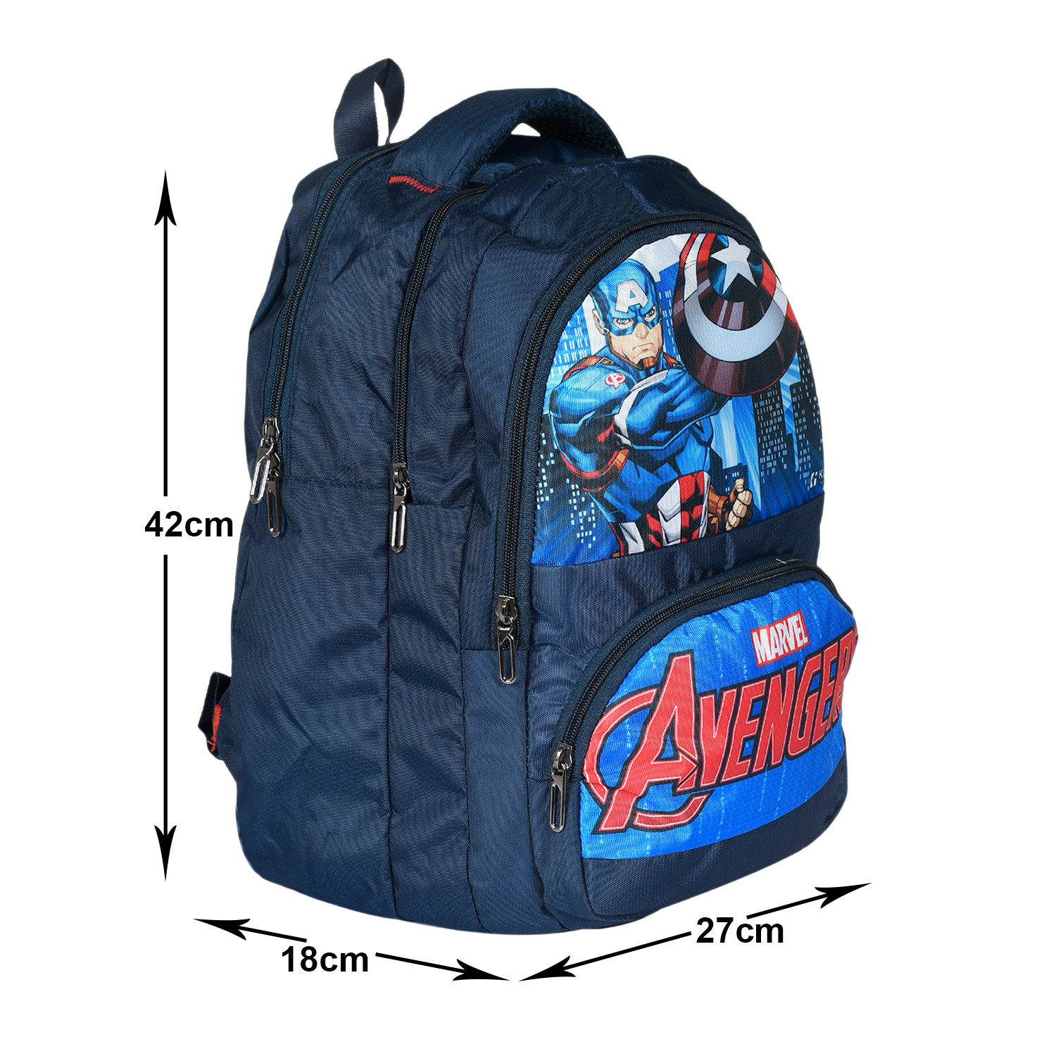 Kuber Industries Marvel Captain America Print School Bag for Kids|Stylish Backpacks for Kids|Rexine Waterproof Shoulder Straps Bag (Blue)