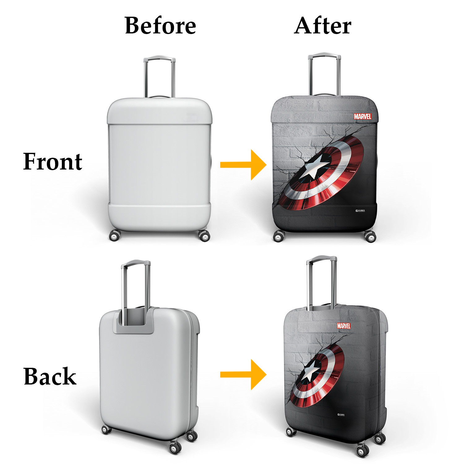 Kuber Industries Marvel Captain America Shield Luggage Cover|Polyester Travel Suitcase Cover|Washable|Stretchable Suitcase Protector|22-26 Inch|Medium (Gray)