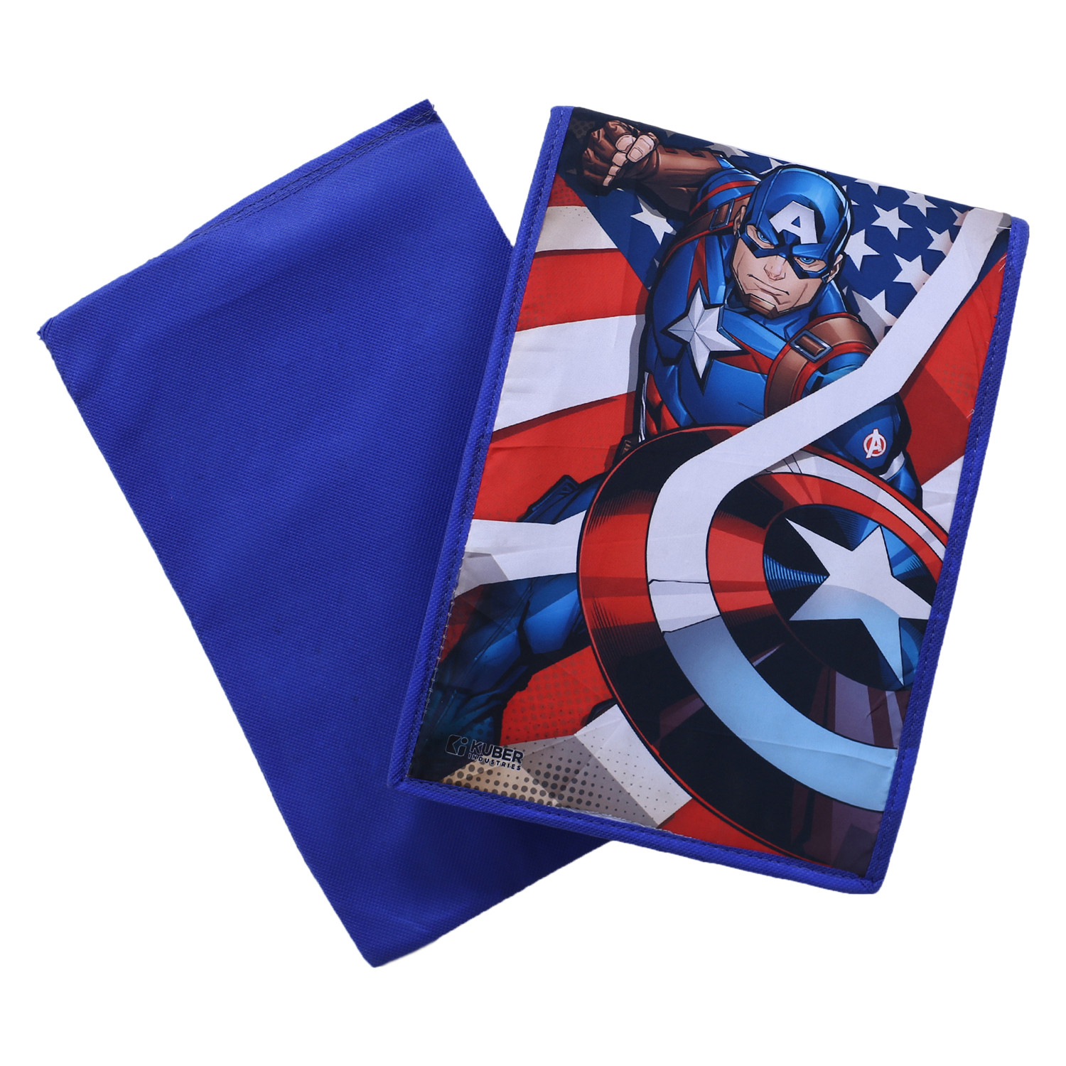 Kuber Industries Marvel Captain America Shirt Stacker|Wardrobe Organizer For Clothes|Non-Woven Wardrobe Organizer for Home With Lid (Blue)