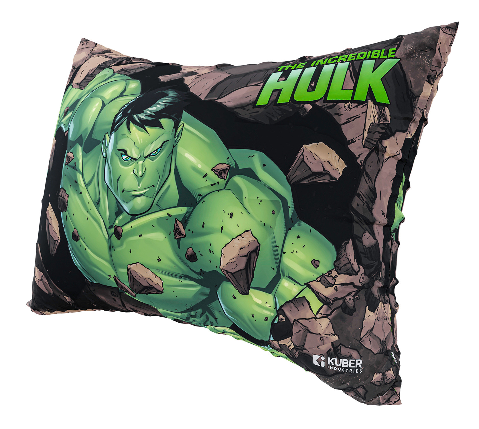 Kuber Industries Marvel Hulk Print Baby Pillow|Polyester Super soft Kids Pillow for Sleeping & Travel,12 x 18 Inch,(Green)