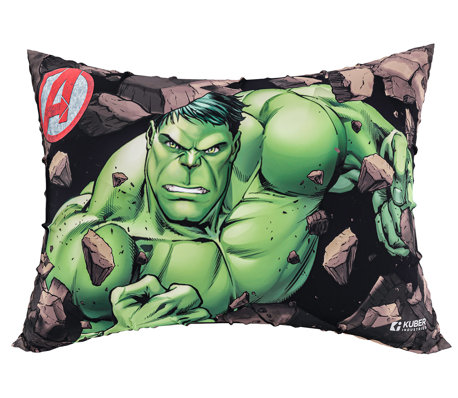 Kuber Industries Marvel Hulk Print Baby Pillow|Polyester Super soft Kids Pillow for Sleeping & Travel,12 x 18 Inch,(Green)