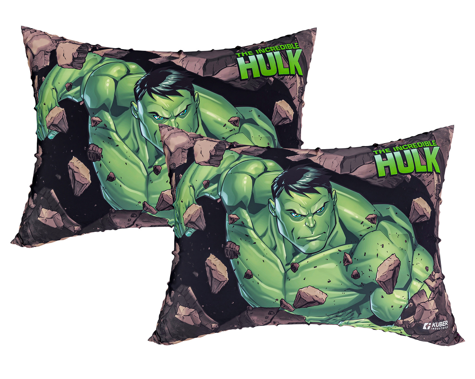 Kuber Industries Marvel Hulk Print Baby Pillow|Polyester Super soft Kids Pillow for Sleeping & Travel,12 x 18 Inch,(Green)