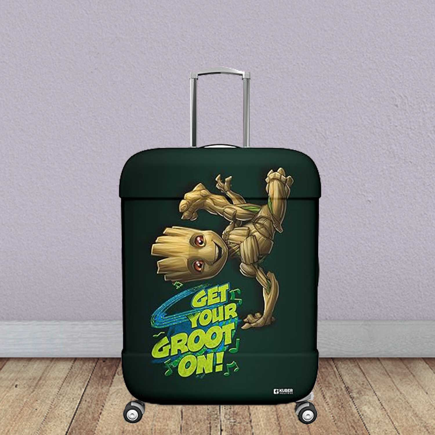 Kuber Industries Marvel I Am Groot Luggage Cover | Polyester Travel Suitcase Cover | Washable | Stretchable Suitcase Protector | 18-22 Inch | Small | Green