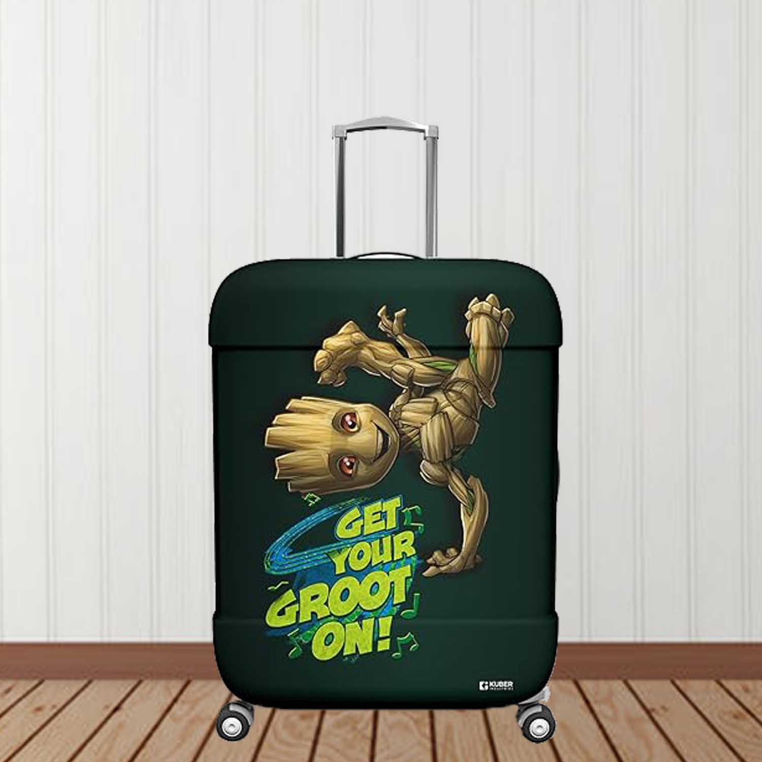 Kuber Industries Marvel I Am Groot Luggage Cover | Polyester Travel Suitcase Cover | Washable | Stretchable Suitcase Protector | 22-26 Inch | Medium | Green