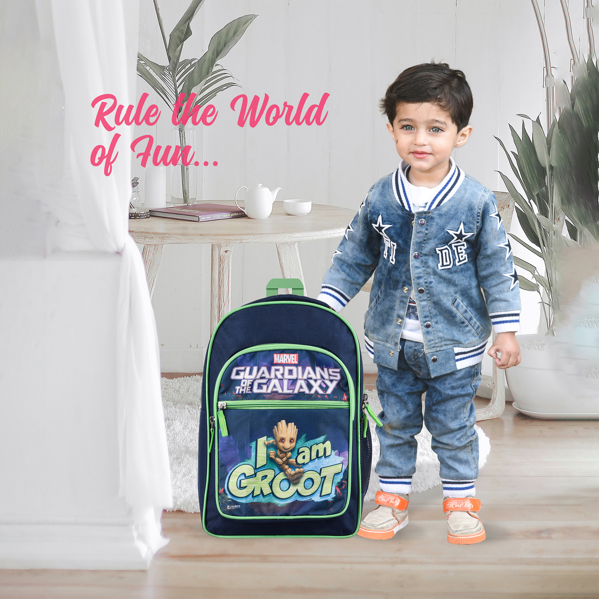 Kuber Industries Marvel I am Groot School Bags  Kids School Bags  Student Bookbag  Travel Backpack  School Bag for Girls  Boys  School Bag with 4 Compartments  Navy Blue