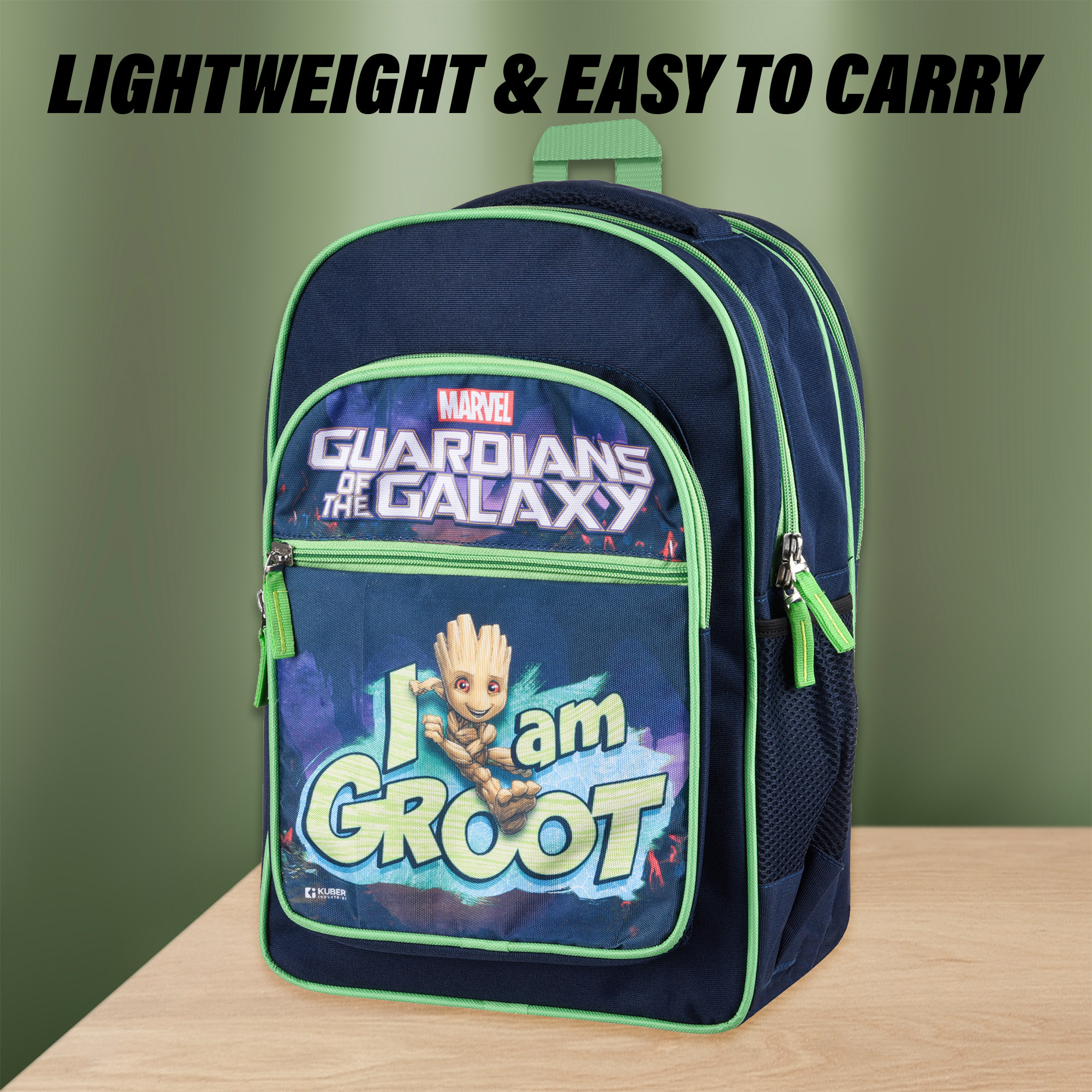 Kuber Industries Marvel I am Groot School Bags  Kids School Bags  Student Bookbag  Travel Backpack  School Bag for Girls  Boys  School Bag with 4 Compartments  Navy Blue