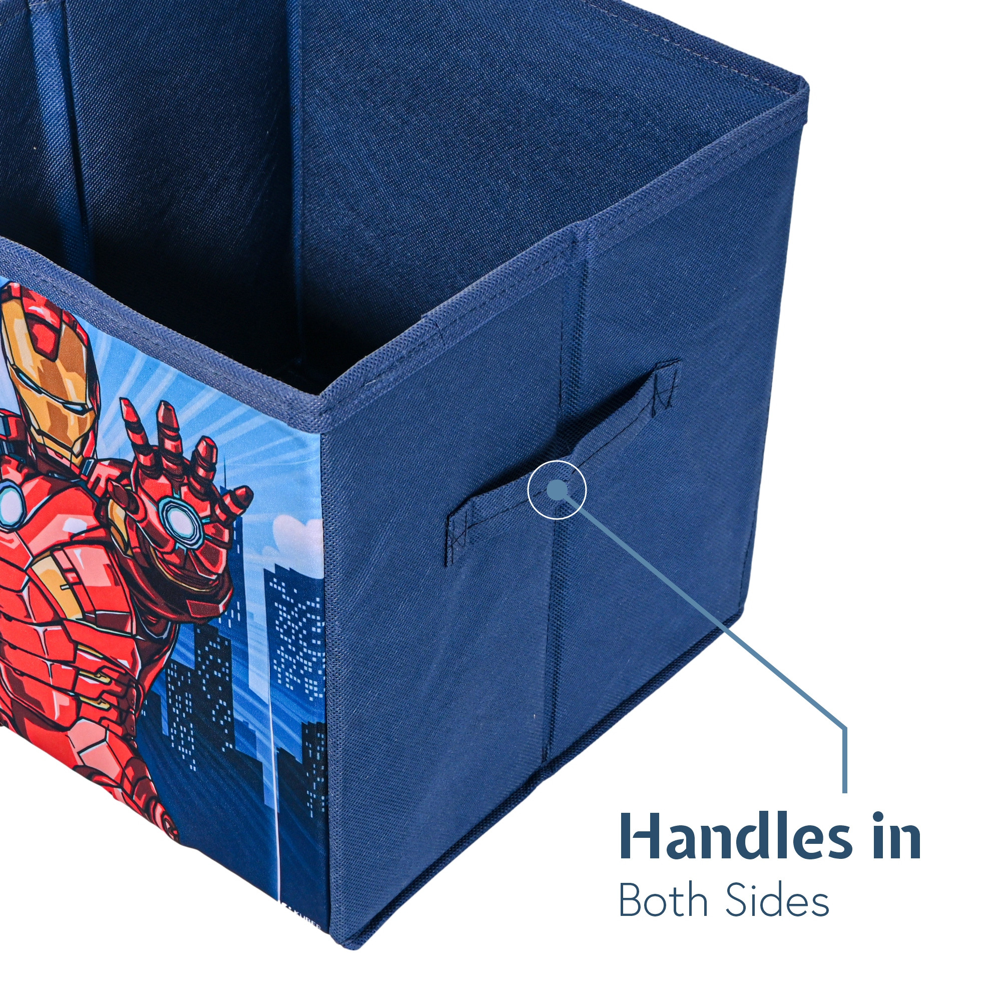 Kuber Industries Marvel Ironman Large Square Storage Box for Clothes  Foldable Wardrobe Organizer For Toys  Baby Clothes  DrawerCloset Storage Organizer with Handle  Navy Blue