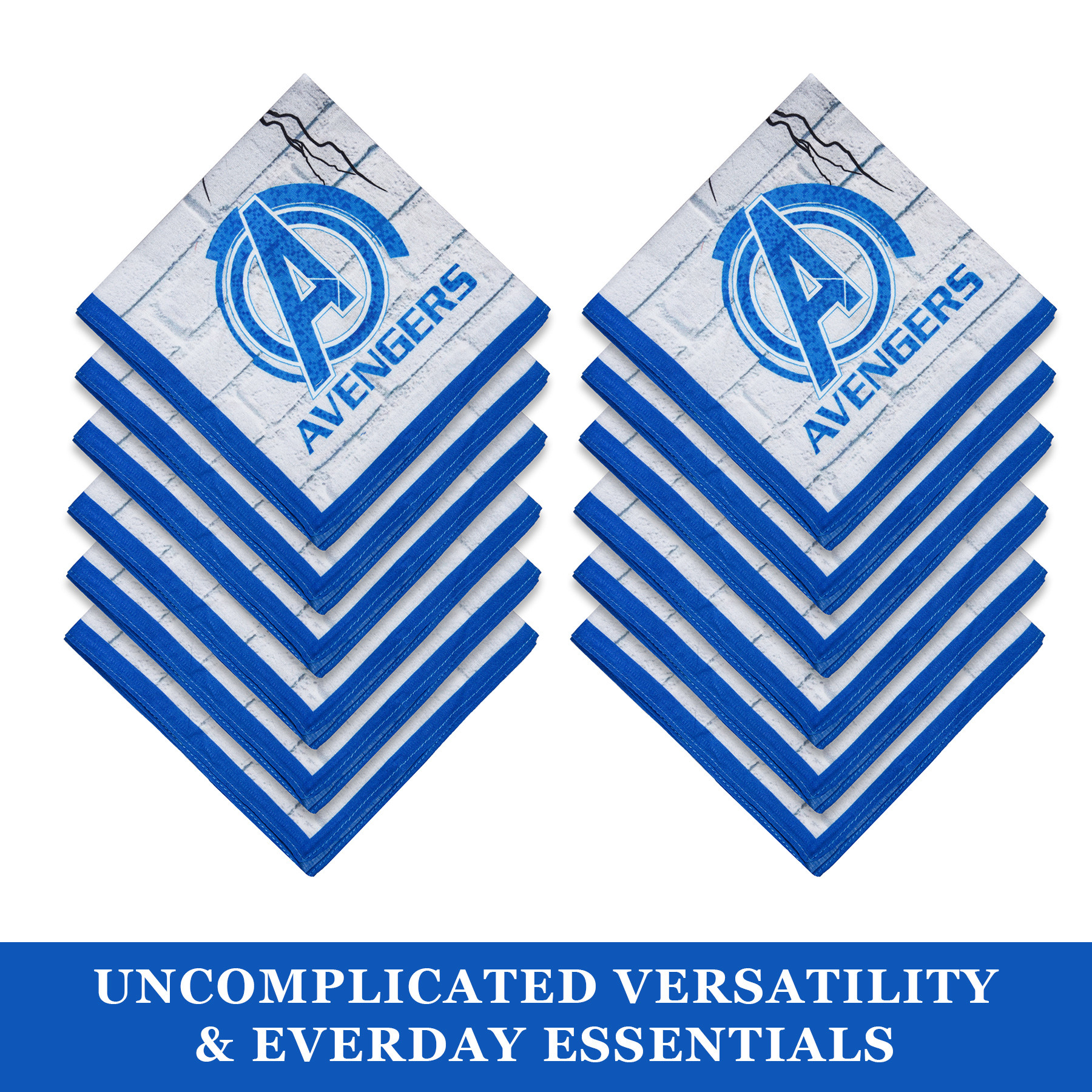 Kuber Industries Marvel Mjollnir Handkerchiefs  Cotton Handkerchiefs for Boys  Handkerchiefs for Girls  Rumal for Boys  Girls  Hankies for Gifting  Pack of 6  Blue  White