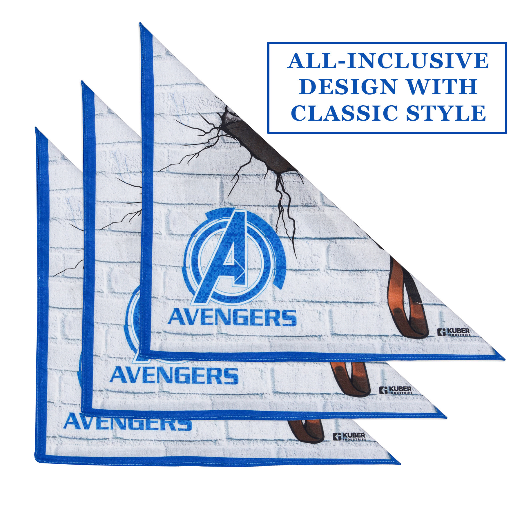 Kuber Industries Marvel Mjollnir Handkerchiefs | Cotton Handkerchiefs for Boys | Handkerchiefs for Girls | Rumal for Boys & Girls | Hankies for Gifting |Blue & White