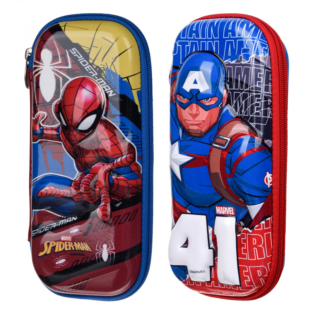 Kuber Industries Marvel Pencil Pouch | School Pencil Case for Kids | Pen-Pencil Box for Kids | Geometry Box | Compass Box | School Stationery Supplies | Pack of 2 | Multicolor