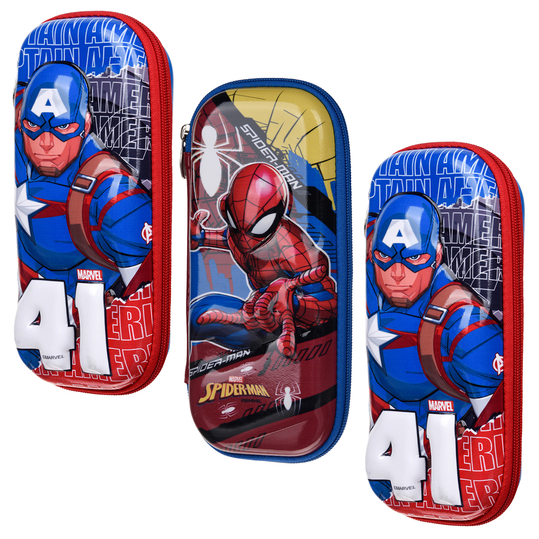 Kuber Industries Marvel Pencil Pouch | School Pencil Case for Kids | Pen-Pencil Box for Kids | Geometry Box | Compass Box | School Stationery Supplies | Pack of 3 | Multicolor