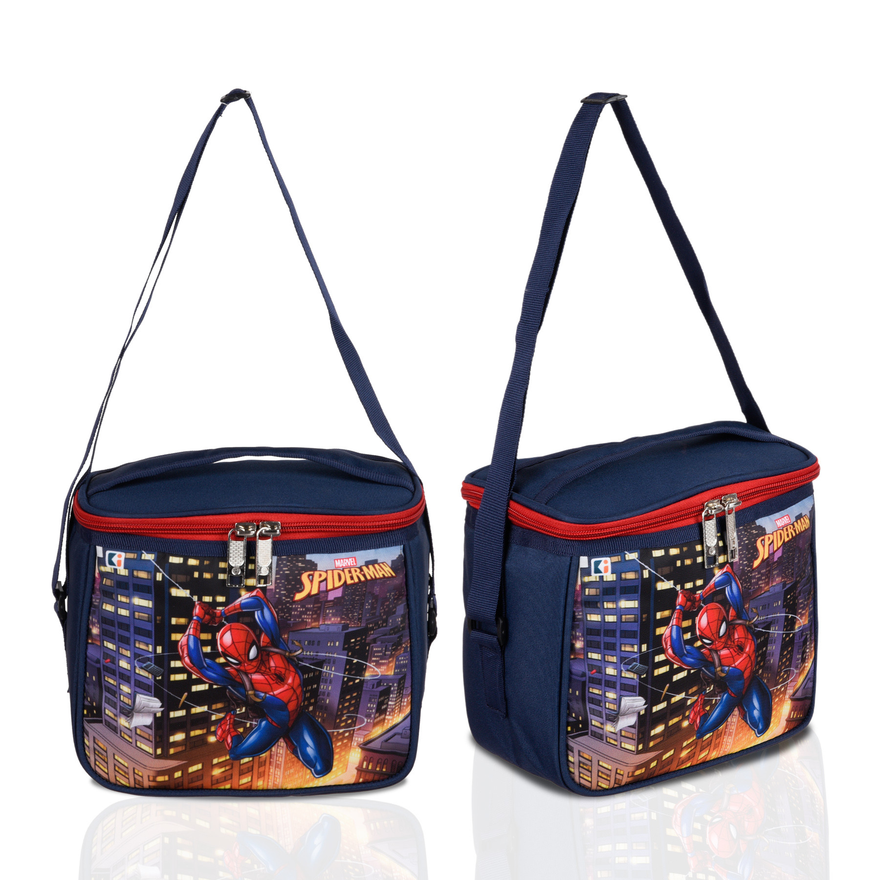 Kuber Industries Marvel Spider-Man Lunch Bag | Rexine Waterproof Tiffin Cover | School Lunch Bag | Lunch Bag for Office | Kids Lunch Bag with Handle | Camping Lunch Bag | Navy Blue