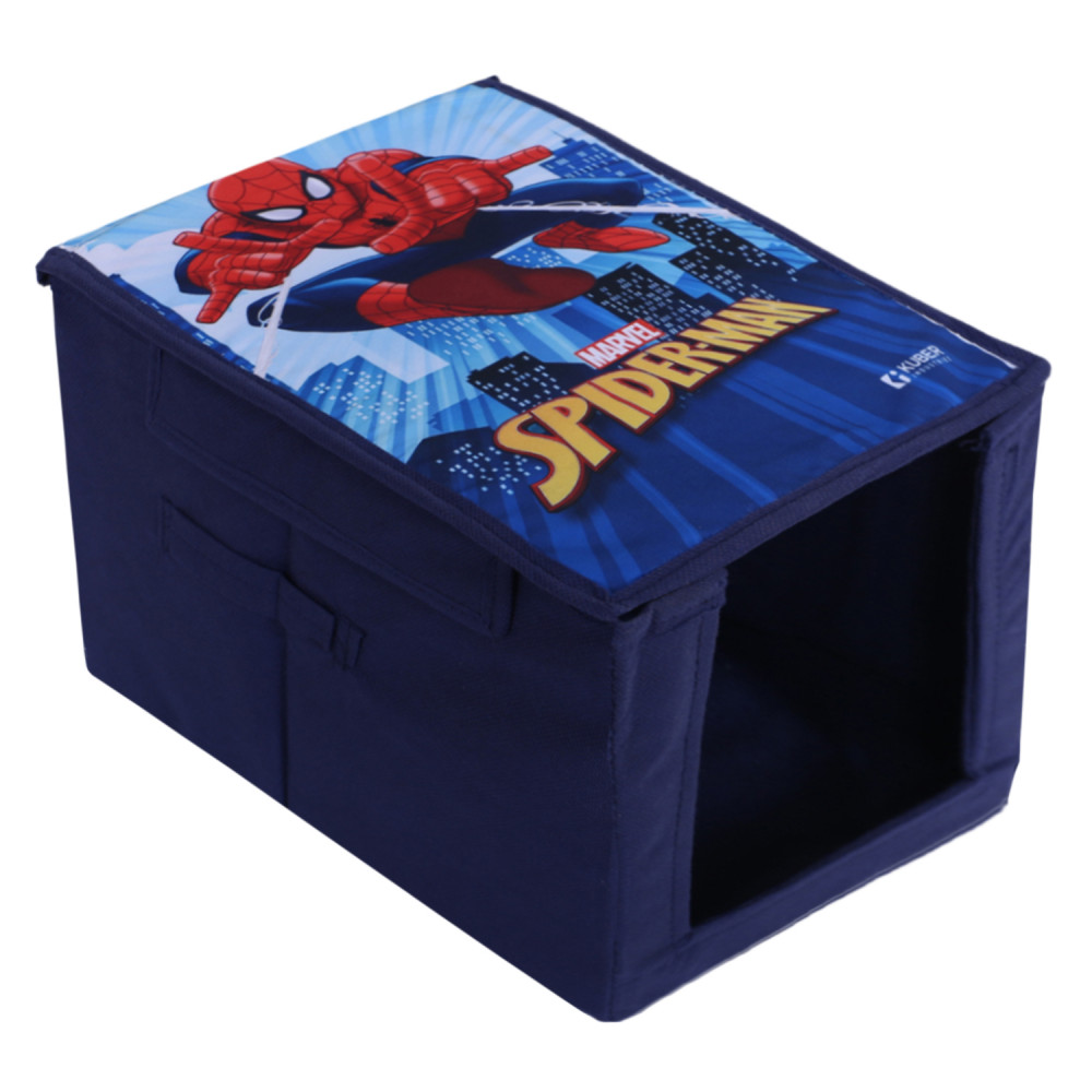 Kuber Industries Marvel Spider-Man Shirt Stacker|Wardrobe Organizer For Clothes|Non-Woven Wardrobe Organizer for Home With Lid (Blue)