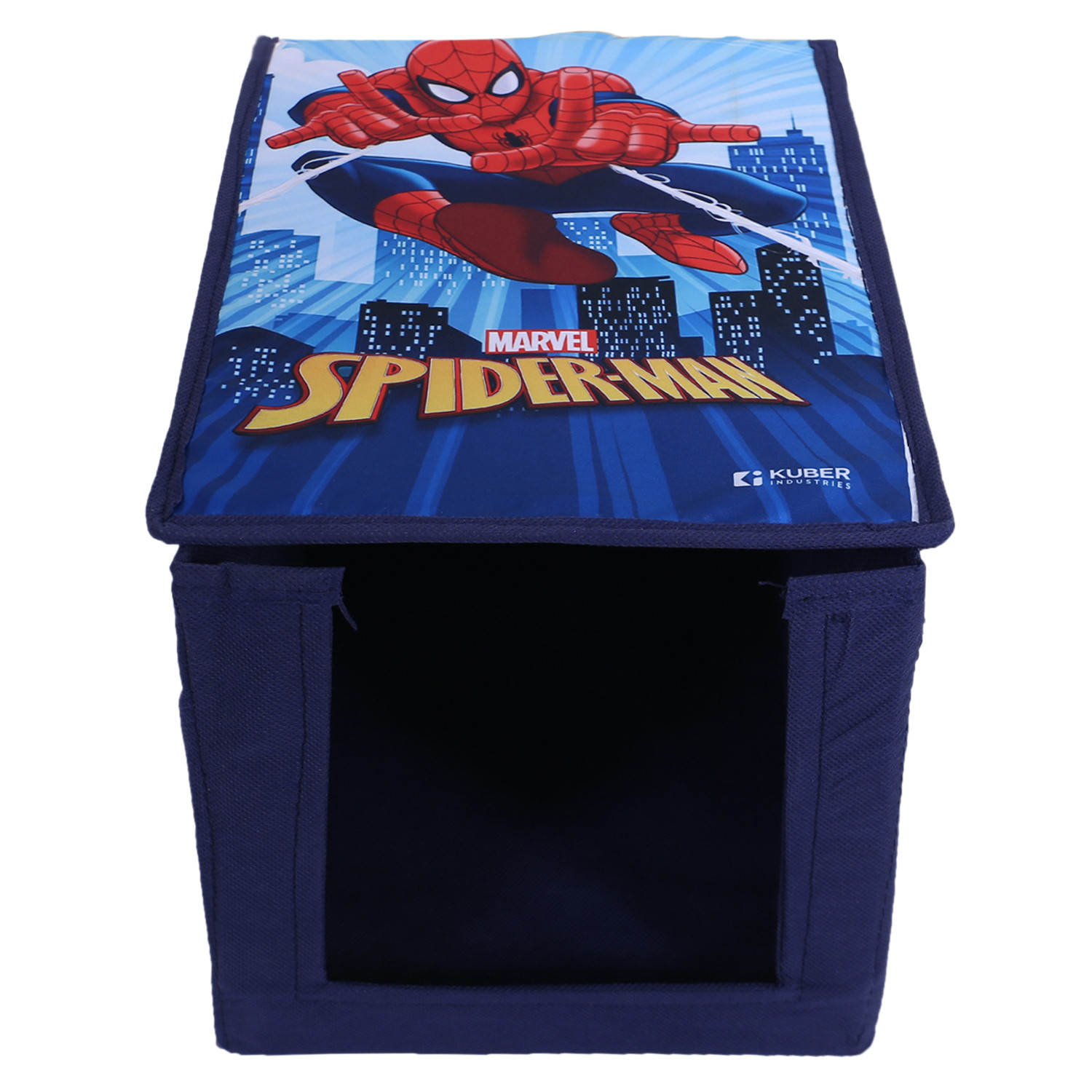 Kuber Industries Marvel Spider-Man Shirt Stacker|Wardrobe Organizer For Clothes|Non-Woven Wardrobe Organizer for Home With Lid (Blue)