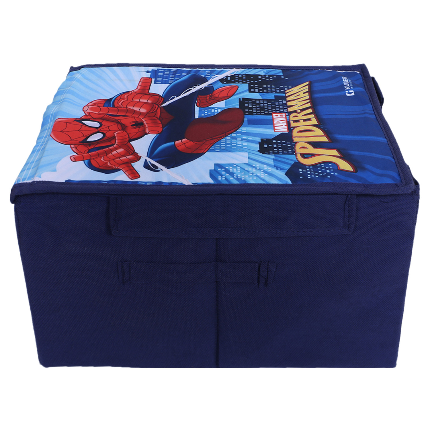 Kuber Industries Marvel Spider-Man Shirt Stacker|Wardrobe Organizer For Clothes|Non-Woven Wardrobe Organizer for Home With Lid (Blue)