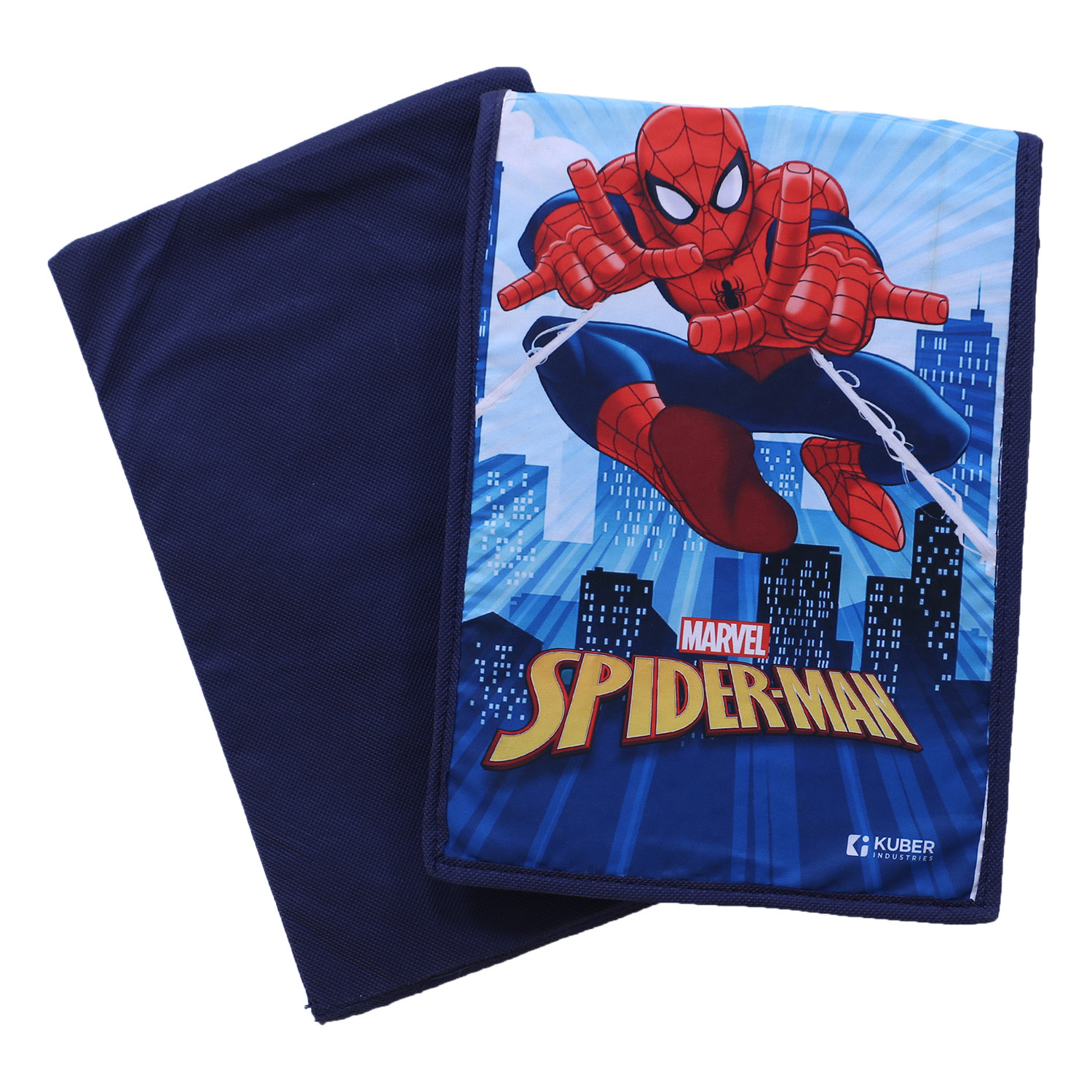 Kuber Industries Marvel Spider-Man Shirt Stacker|Wardrobe Organizer For Clothes|Non-Woven Wardrobe Organizer for Home With Lid (Blue)