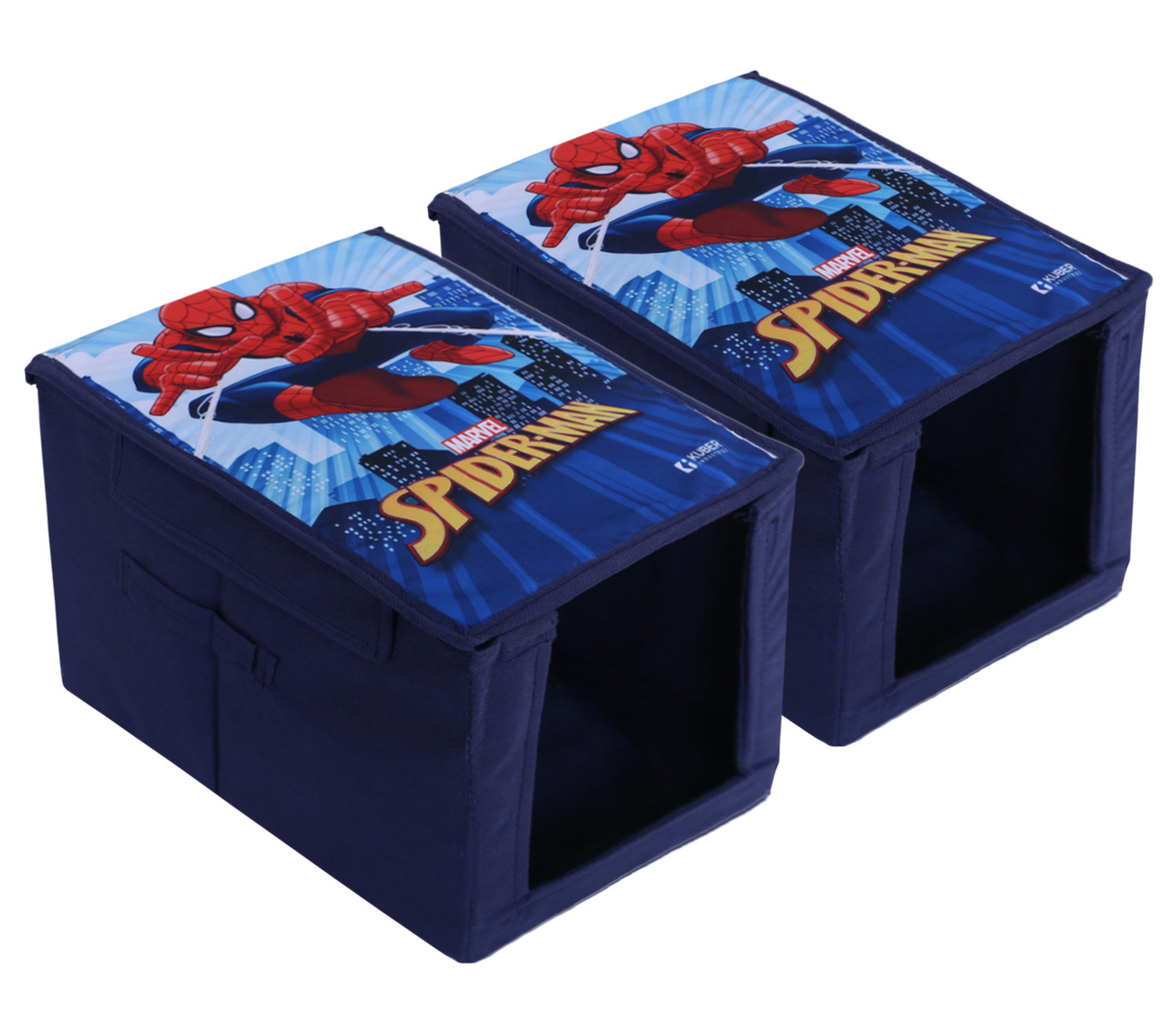 Kuber Industries Marvel Spider-Man Shirt Stacker|Wardrobe Organizer For Clothes|Non-Woven Wardrobe Organizer for Home With Lid (Blue)
