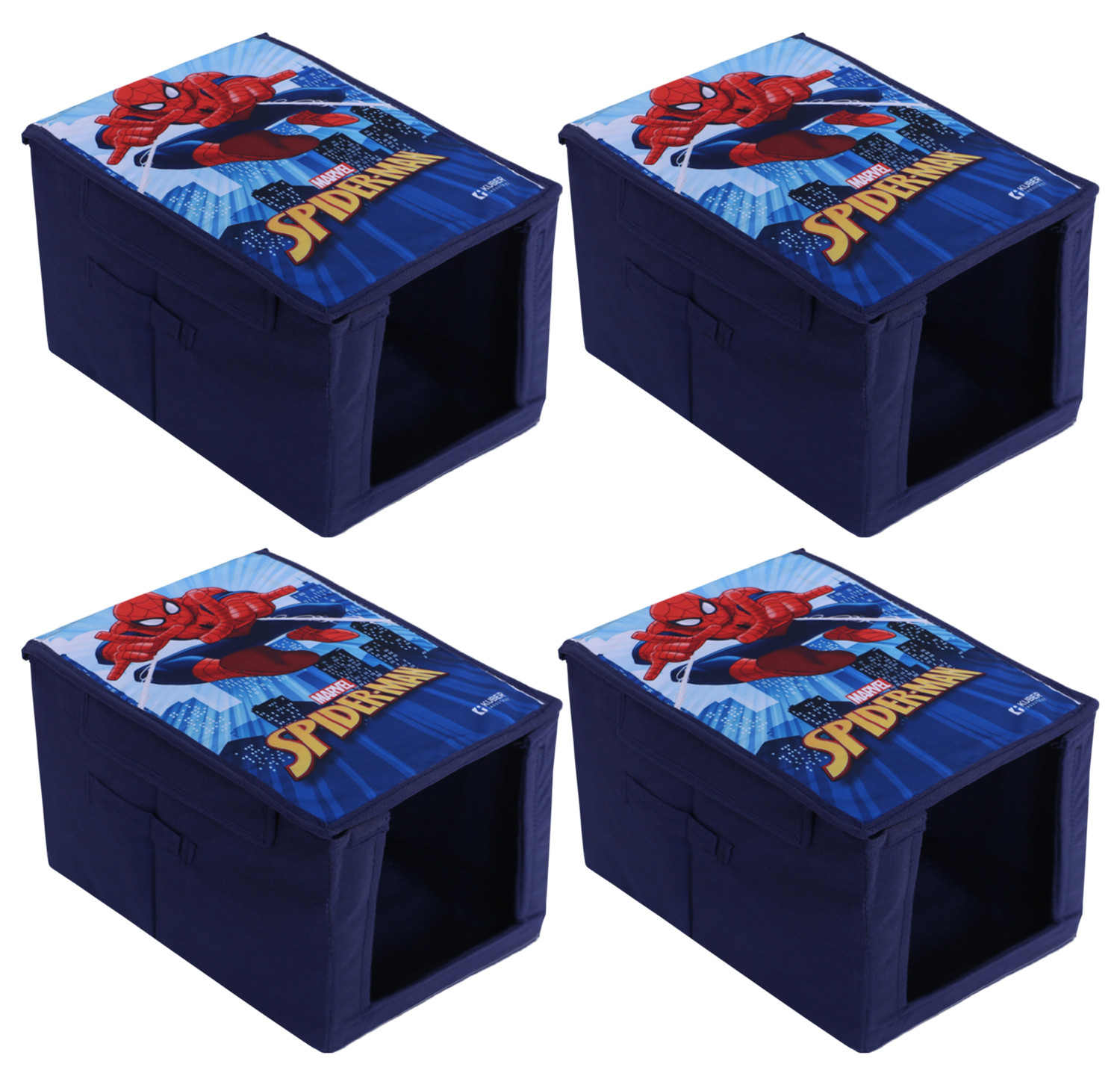Kuber Industries Marvel Spider-Man Shirt Stacker|Wardrobe Organizer For Clothes|Non-Woven Wardrobe Organizer for Home With Lid (Blue)