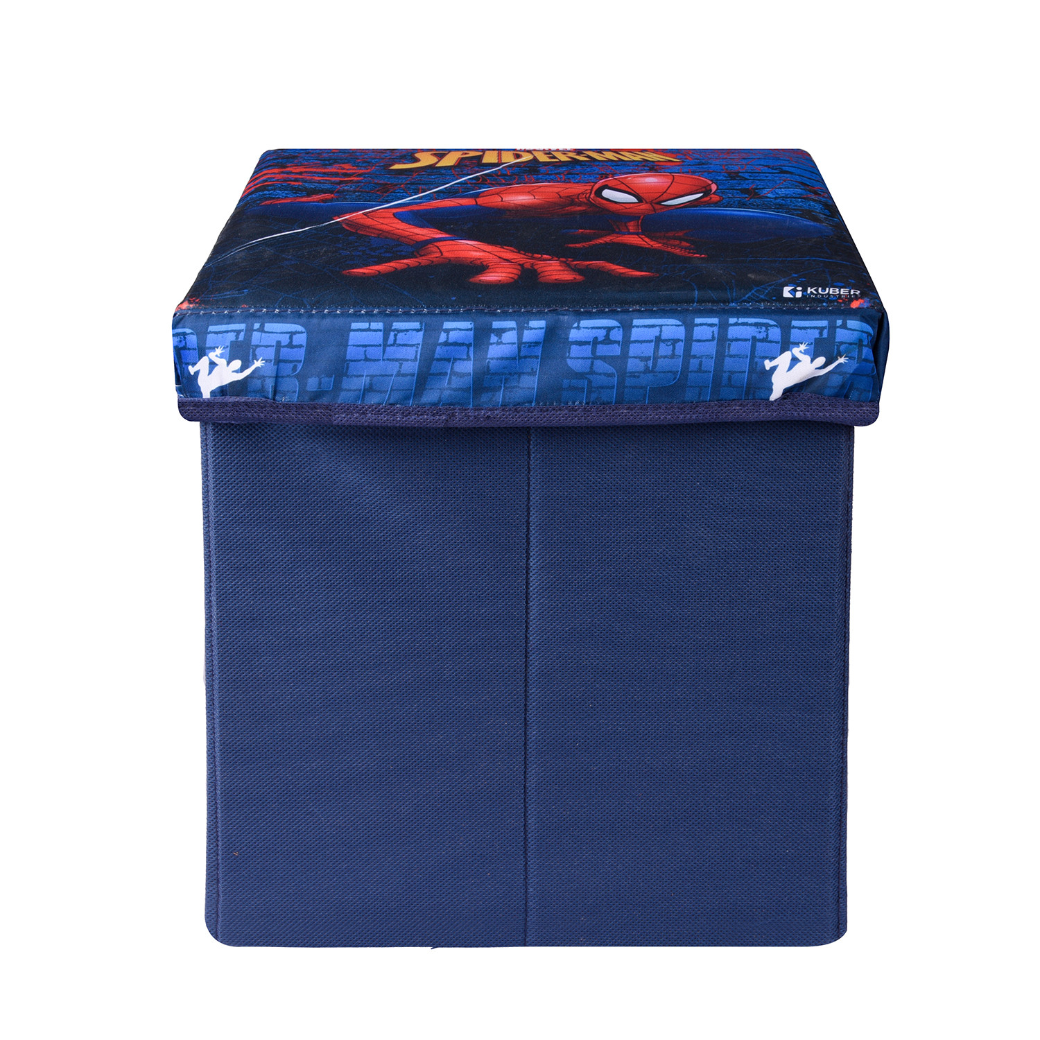 Kuber Industries Marvel Spider-Man Storage Sitting Stool  Foldable Storage Box  Storage Sitting Stool for Kids Room  Stool For Living Room  Storage Stool Box For Toys  Blue