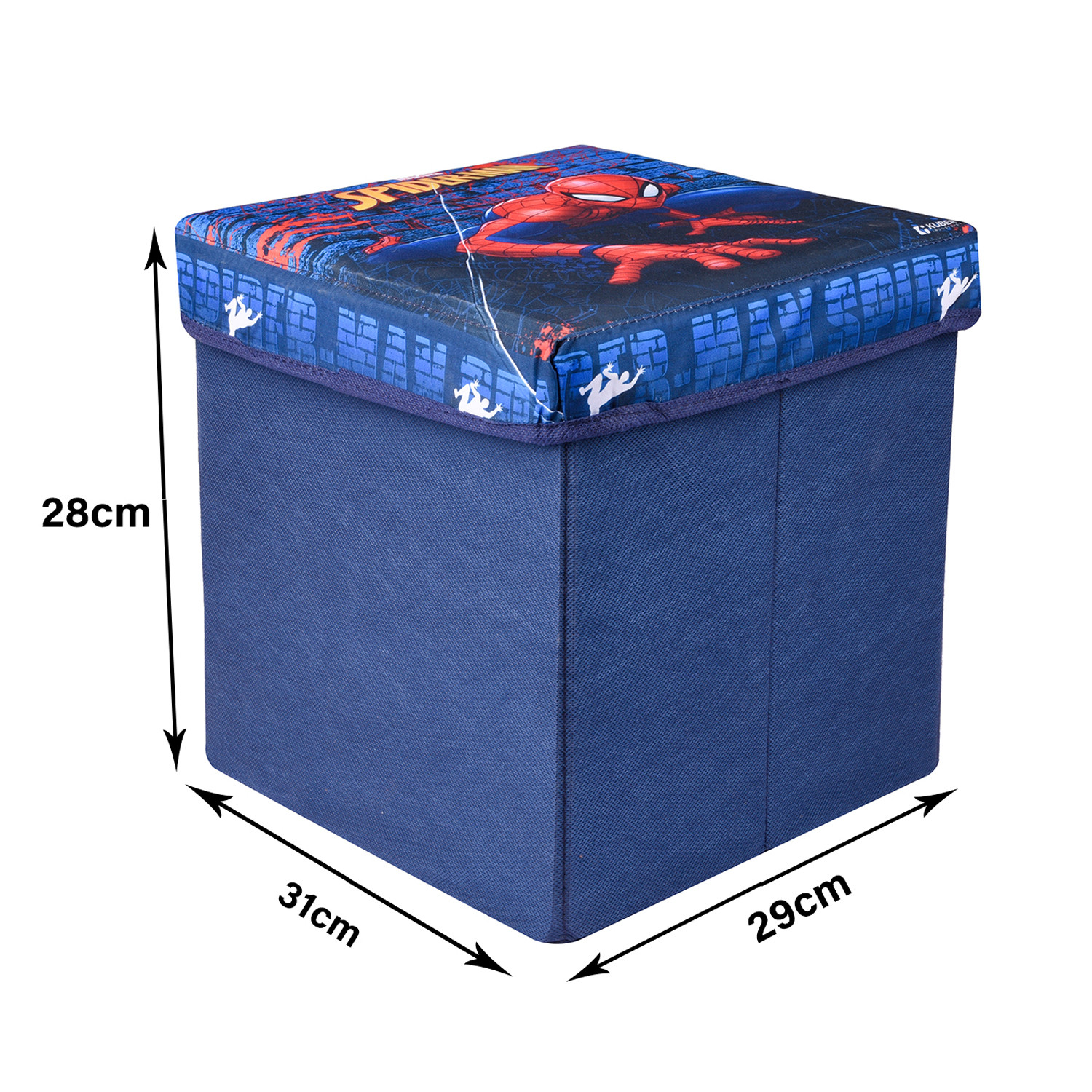 Kuber Industries Marvel Spider-Man Storage Sitting Stool | Foldable Storage Box | Storage Sitting Stool for Kids Room | Stool For Living Room | Storage Stool Box For Toys | Blue