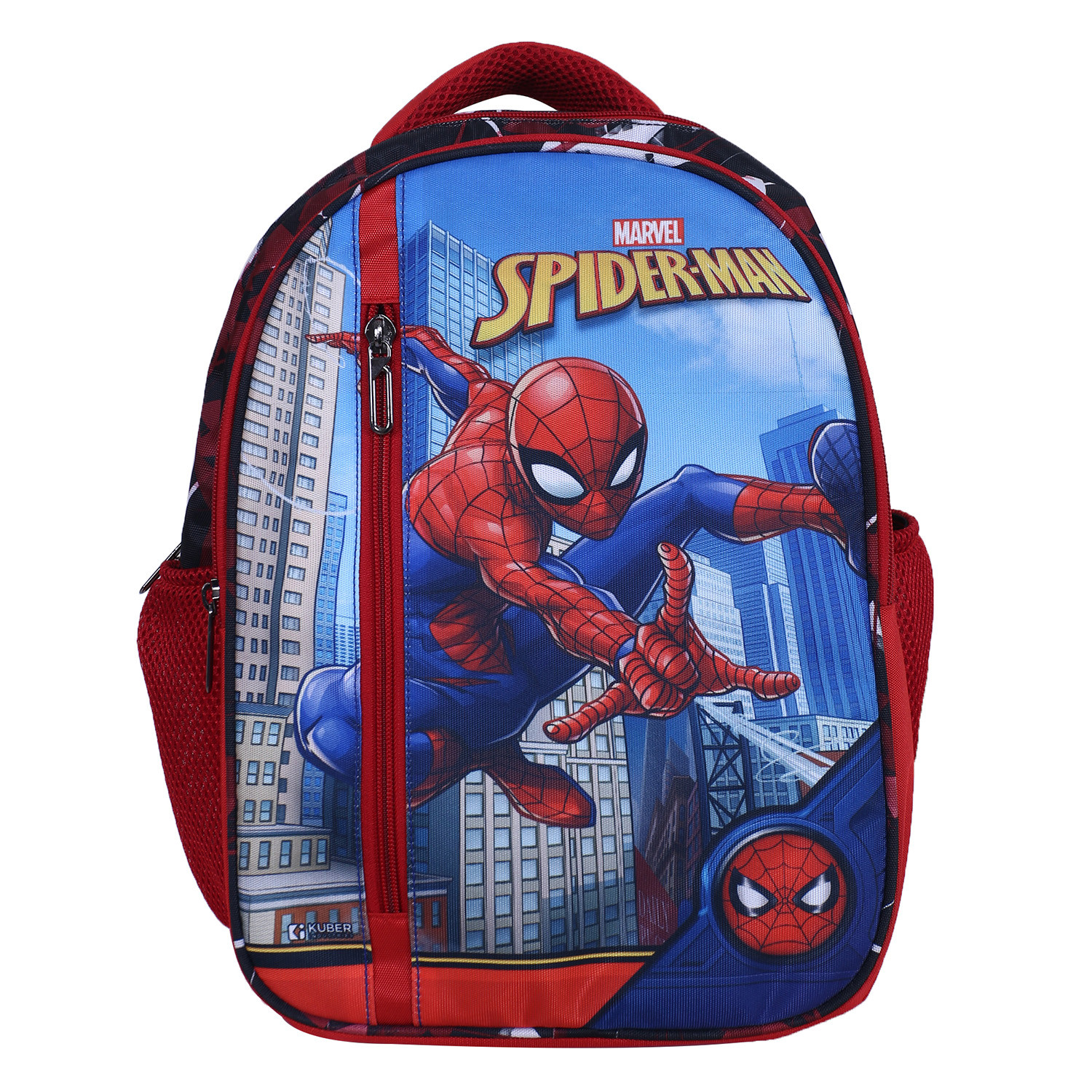 Kuber Industries Marvel Spiderman Backpack|4 Compartment School Bags for kids|Durable School Bags for Boy Travel,School with Zipper Closure (Red)