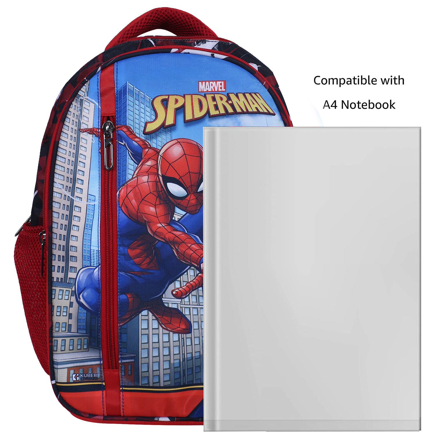Kuber Industries Marvel Spiderman Backpack|4 Compartment School Bags for kids|Durable School Bags for Boy Travel,School with Zipper Closure (Red)