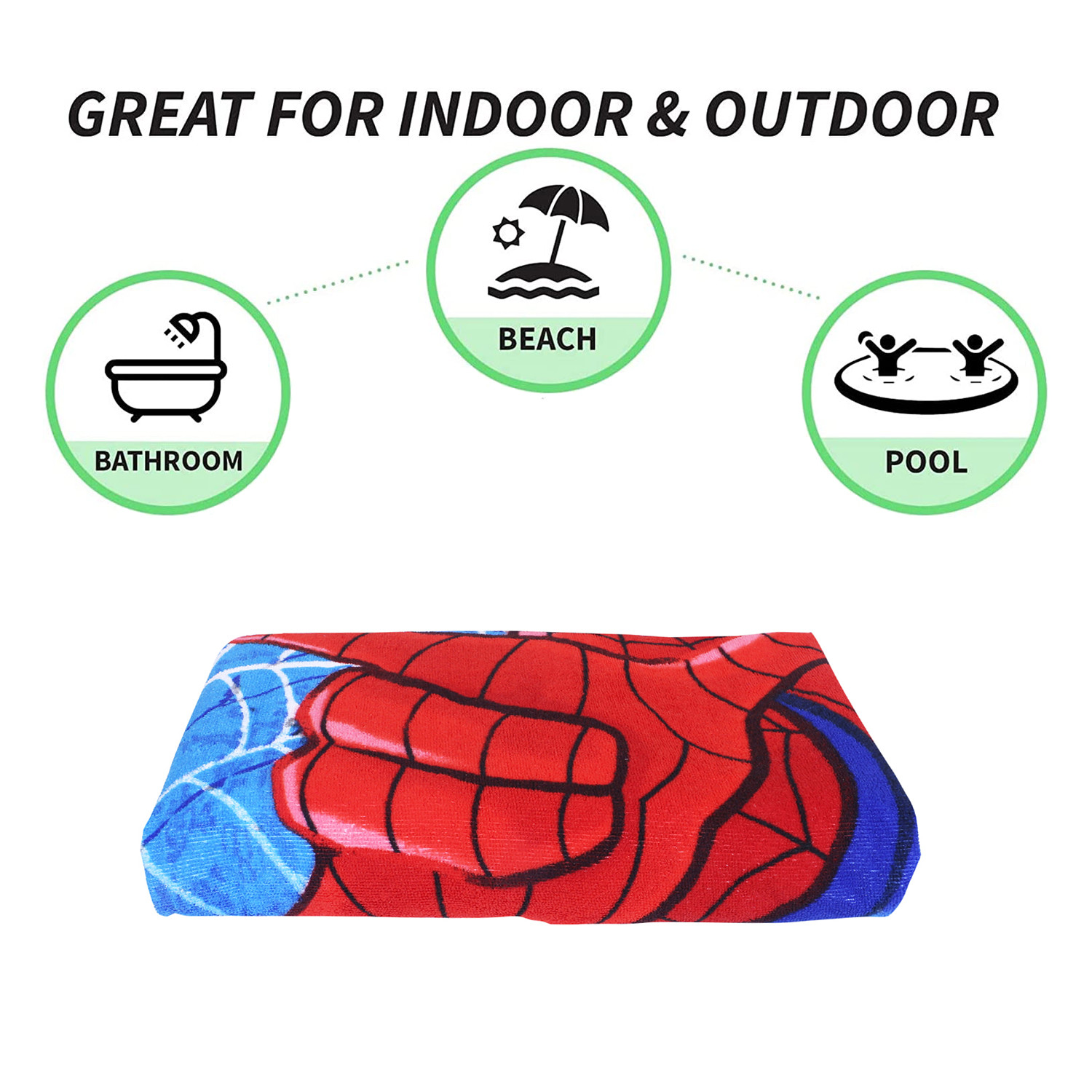 Kuber Industries Marvel Spiderman Kids Bath Towel|Soft Cotton Towel For Kids|Sides Stitched Baby Towel|400 GSM Toddler Bath Towel|24x48 Inch (Red)