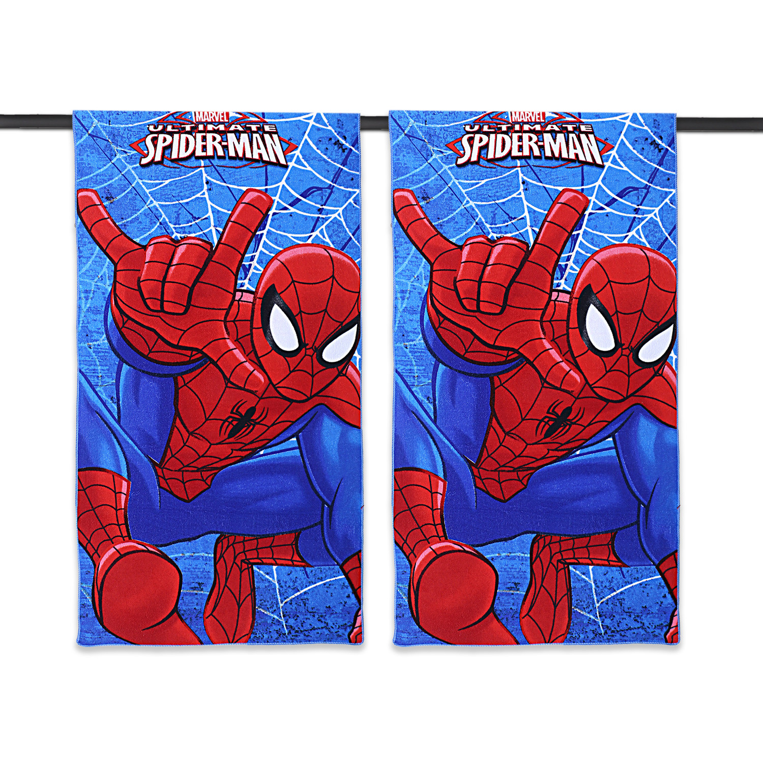 Kuber Industries Marvel Spiderman Kids Bath Towel|Soft Cotton Towel For Kids|Sides Stitched Baby Towel|400 GSM Toddler Bath Towel|24x48 Inch (Red)