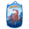 Kuber Industries Marvel Spiderman Laundry Basket | Net Foldable Laundry | Nylon Storage Basket with Handle | Clothes Basket for Home | Toy Storage | Sky Blue