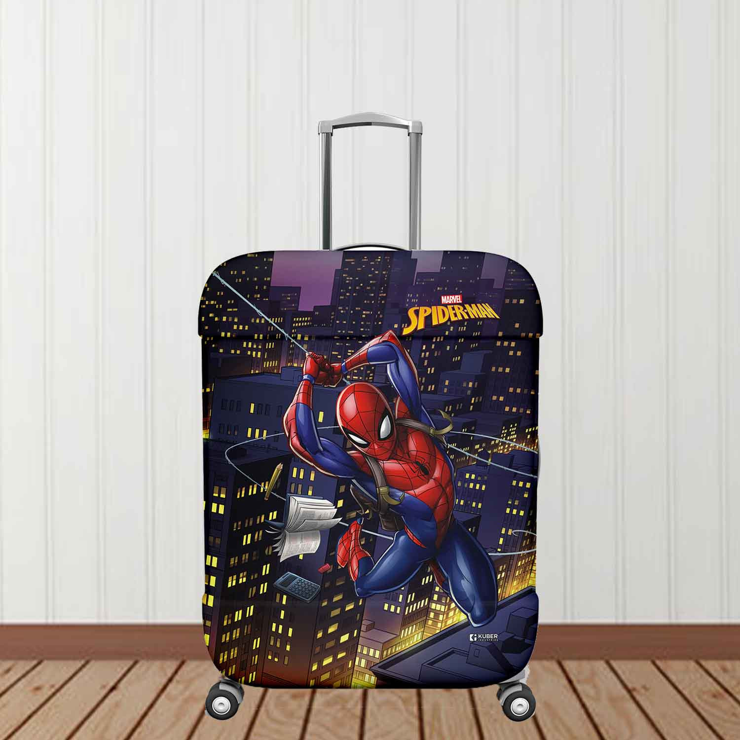 Kuber Industries Marvel Spiderman Luggage Cover | Polyester Travel Suitcase Cover | Washable | Stretchable Suitcase Protector | 22-26 Inch | Medium | Multicolor
