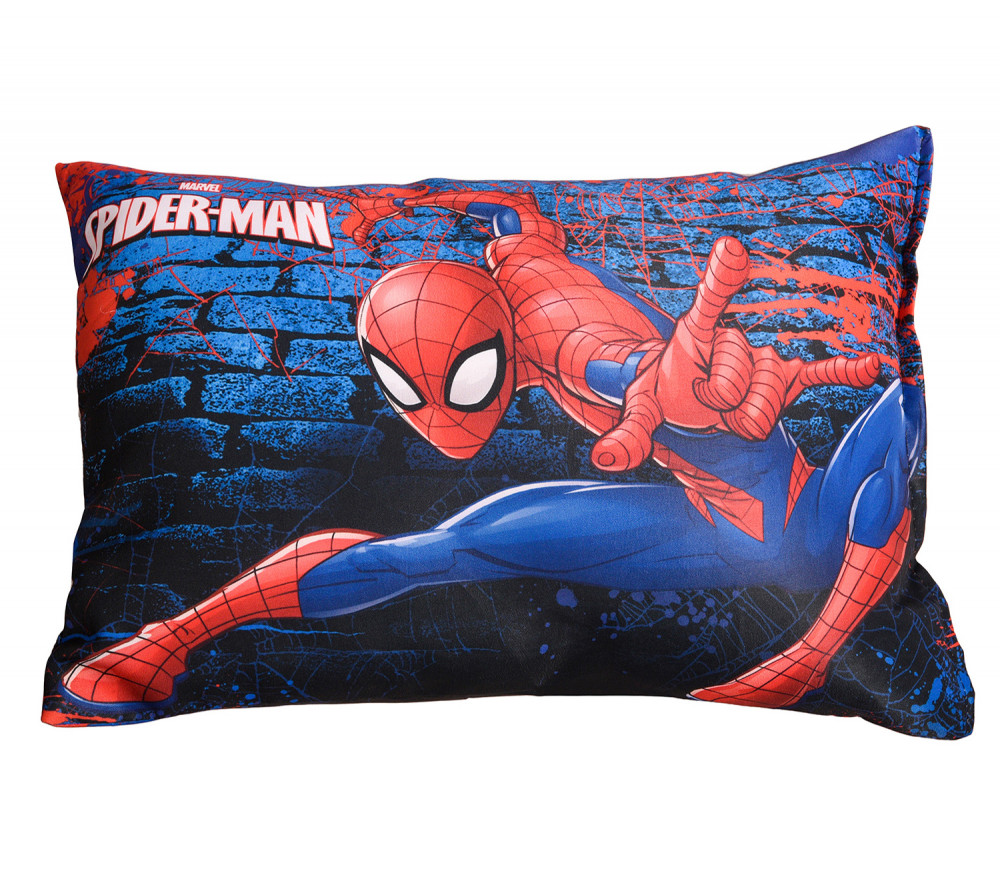 Kuber Industries Marvel Spiderman Print Baby Pillow|Polyester Super soft Kids Pillow for Sleeping &amp; Travel,12 x 18 Inch,(Navy Blue)