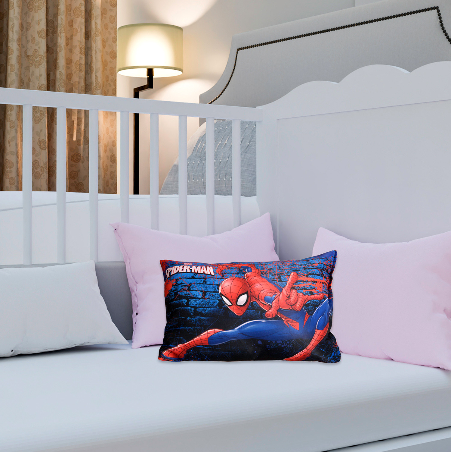 Kuber Industries Marvel Spiderman Print Baby Pillow|Polyester Super soft Kids Pillow for Sleeping & Travel,12 x 18 Inch,(Navy Blue)