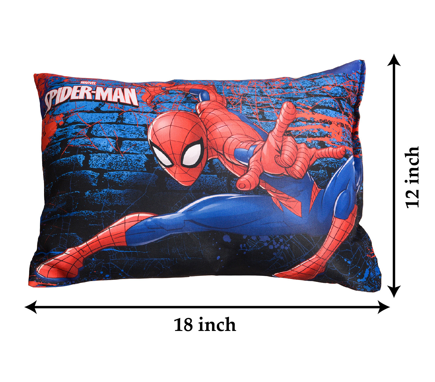 Kuber Industries Marvel Spiderman Print Baby Pillow|Polyester Super soft Kids Pillow for Sleeping & Travel,12 x 18 Inch,(Navy Blue)