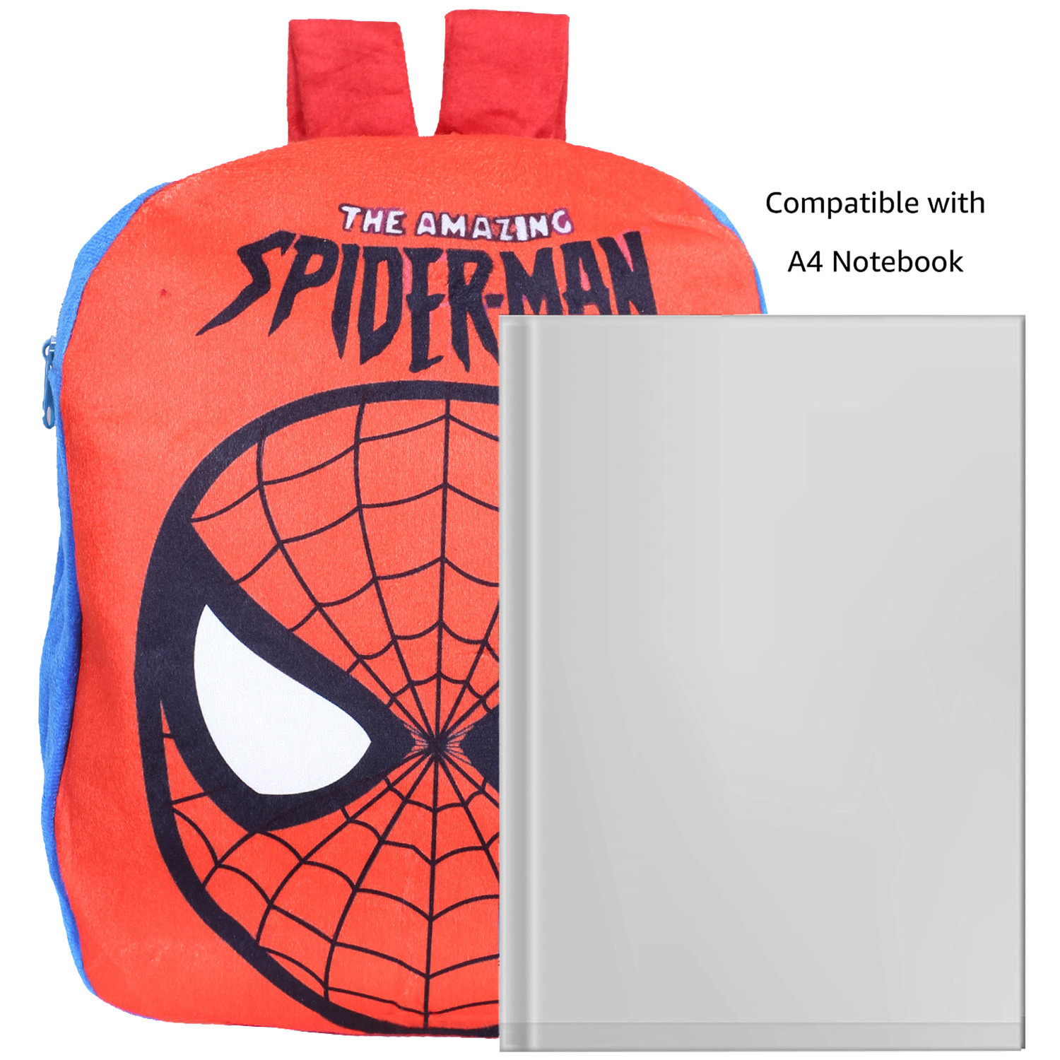 Kuber Industries Marvel The Amazing Spiderman Plush Backpack|2 Compartment Velvet School Bag|Durable Toddler Haversack For Travel,School with Zipper Closure (Red)