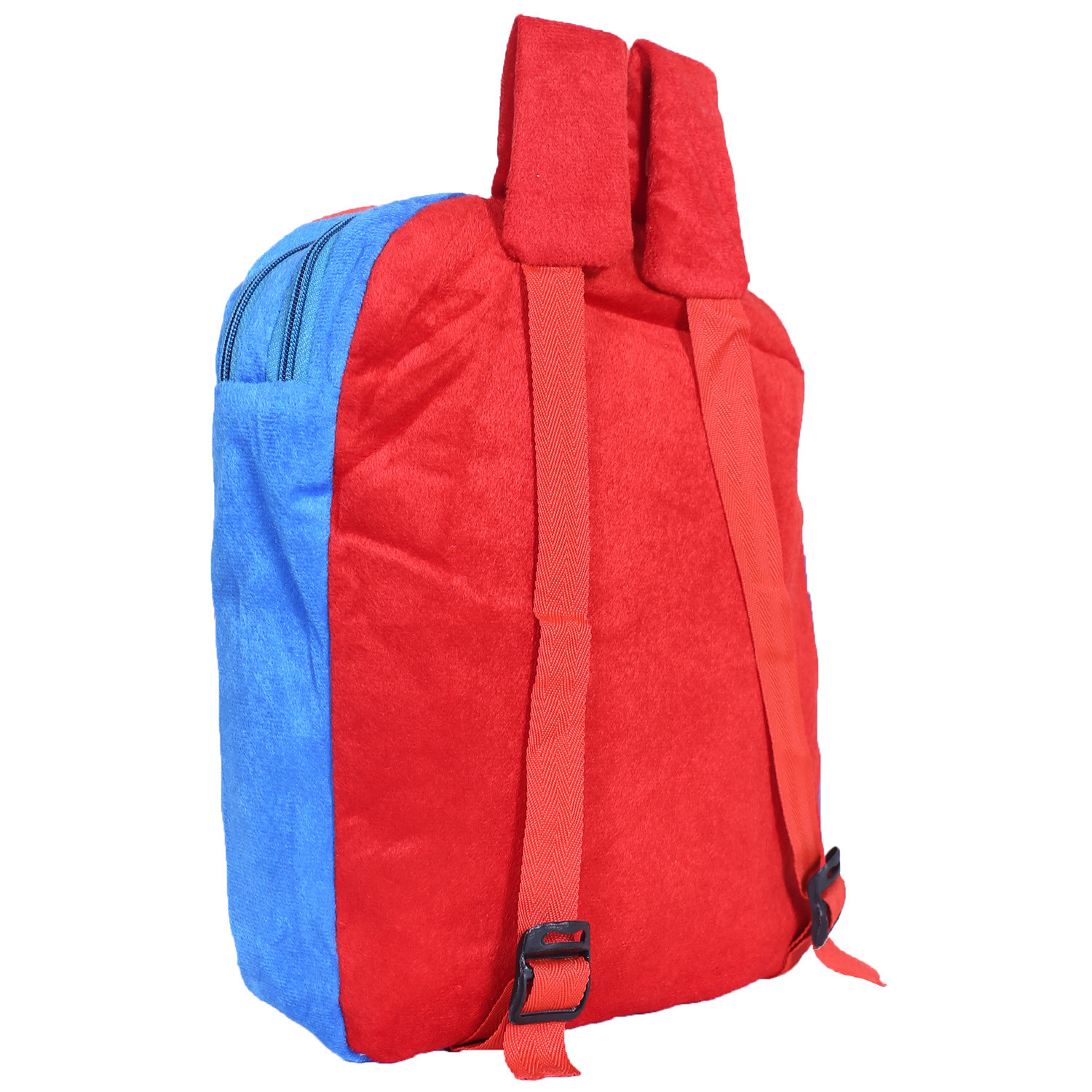 Kuber Industries Marvel The Amazing Spiderman Plush Backpack|2 Compartment Velvet School Bag|Durable Toddler Haversack For Travel,School with Zipper Closure (Red)